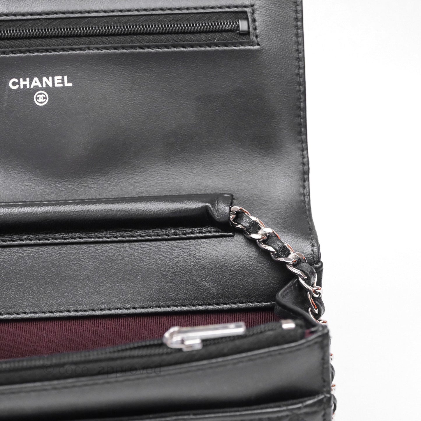 Chanel Quilted WOC Black Lambskin Silver Hardware