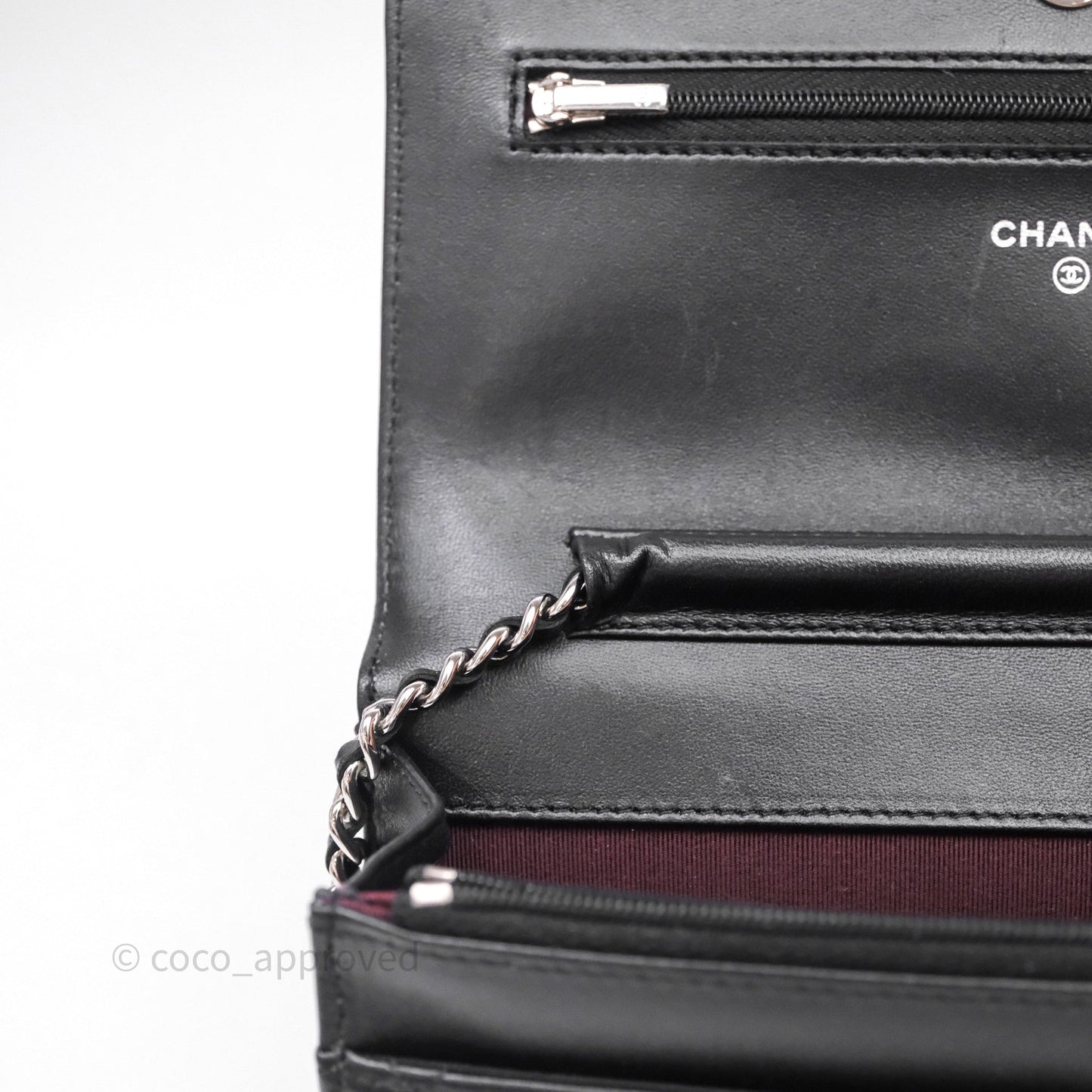 Chanel Quilted WOC Black Lambskin Silver Hardware