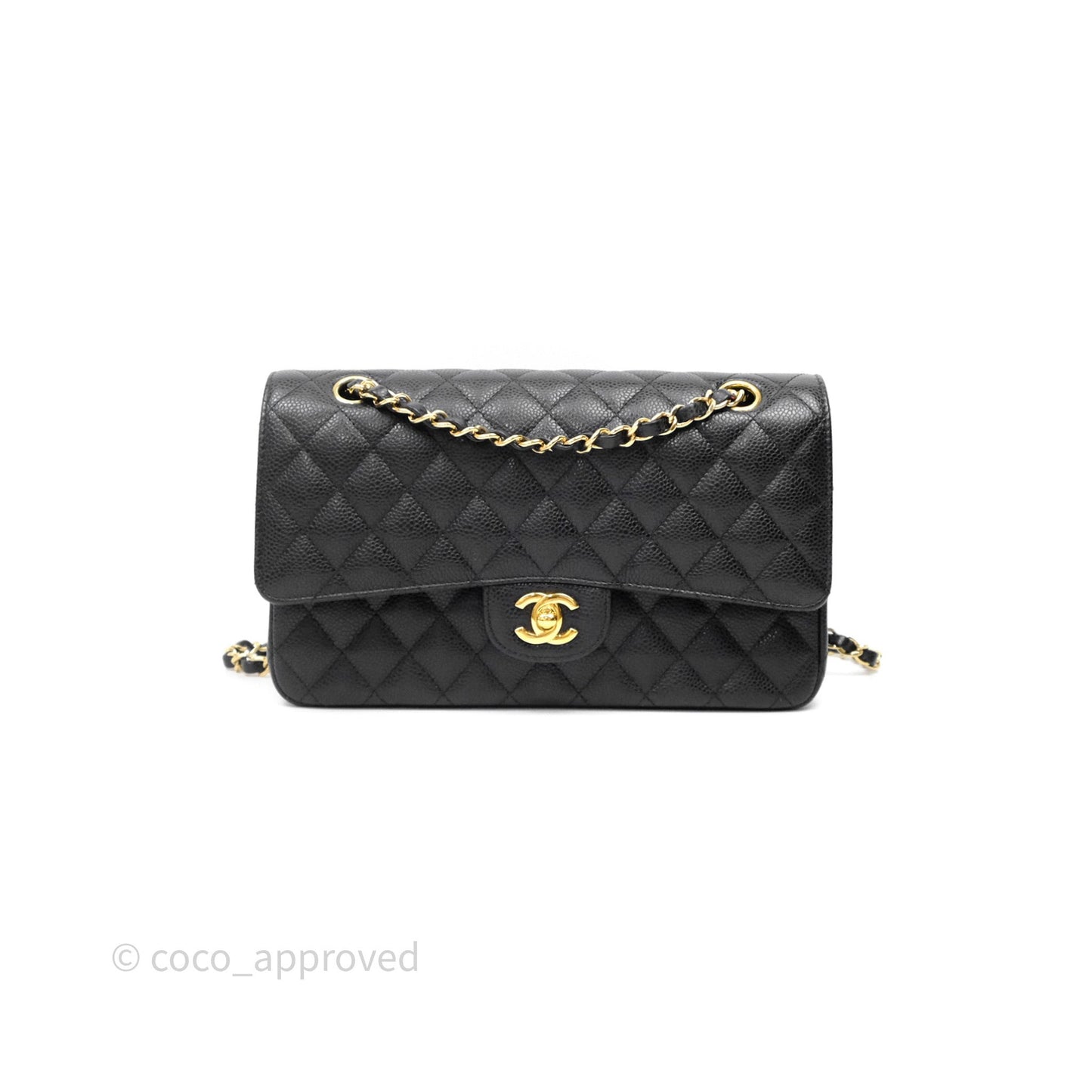 Chanel Classic M/L Medium Flap Quilted Black Caviar Gold Hardware
