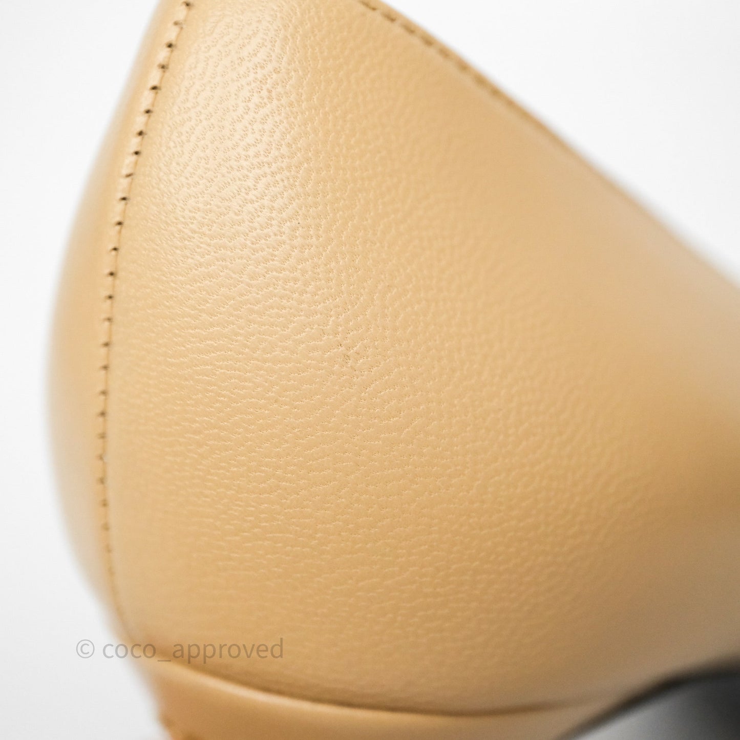 Chanel Beige Toe Pointed Black Pump Heels With Pearl Size 39