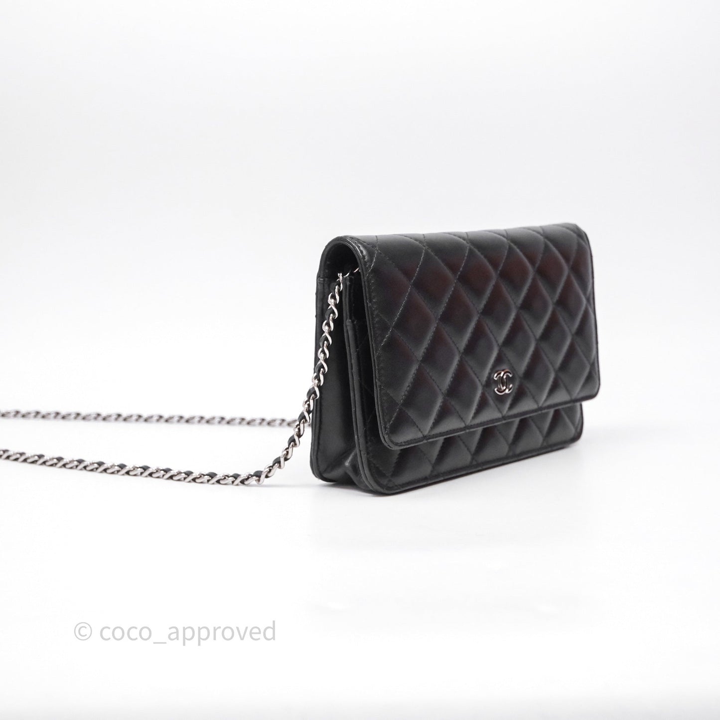 Chanel Quilted WOC Black Lambskin Silver Hardware