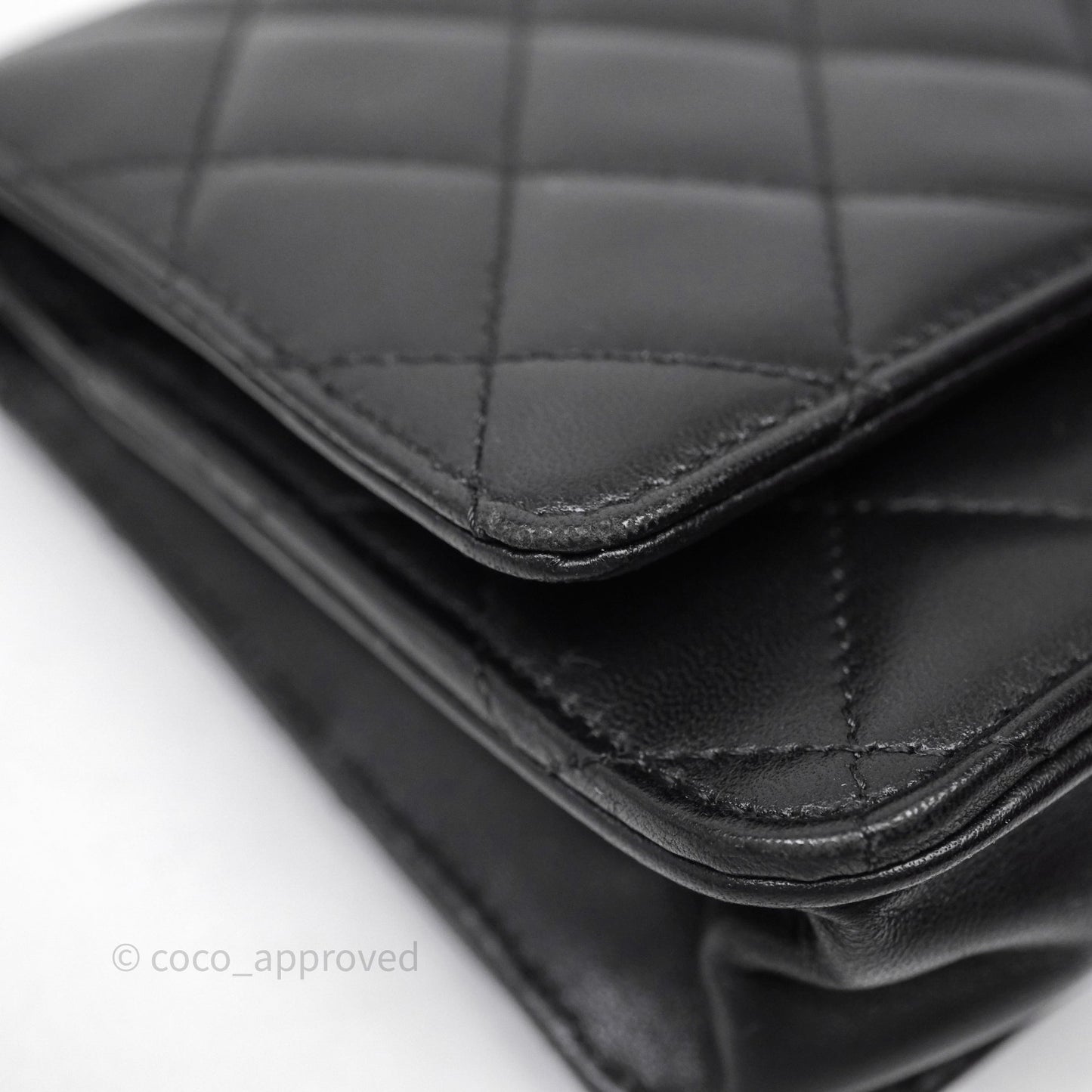 Chanel Quilted WOC Black Lambskin Silver Hardware