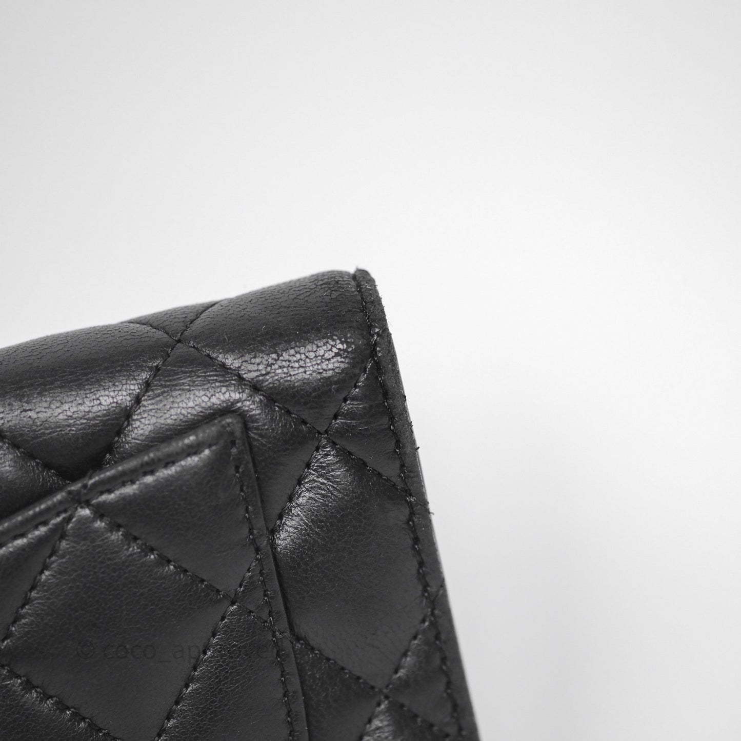 Chanel Classic Quilted Long Wallet Black Lambskin Silver Hardware