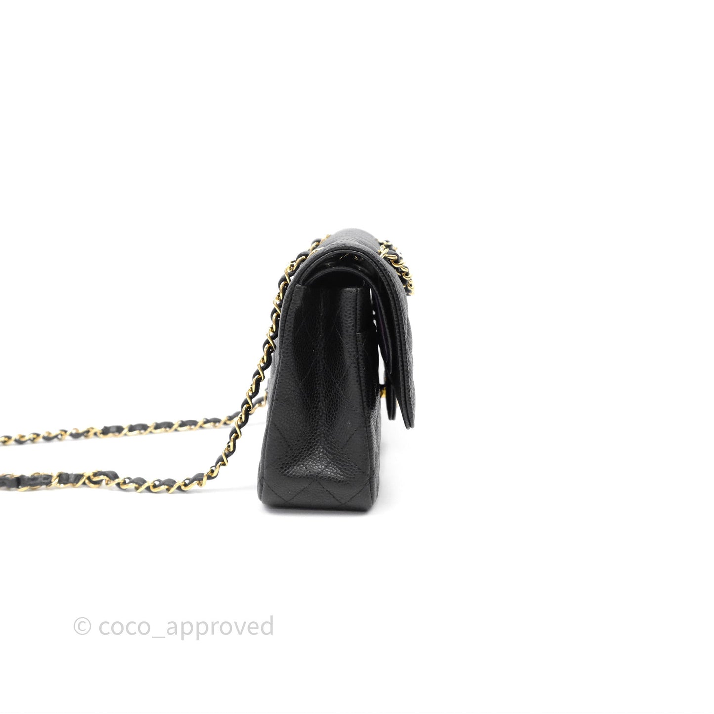 Chanel Classic M/L Medium Flap Quilted Black Caviar Gold Hardware
