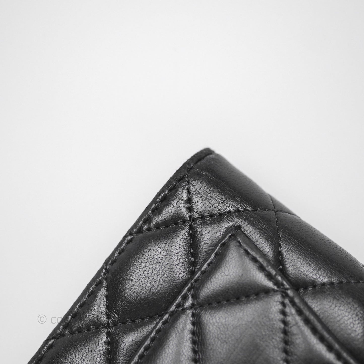 Chanel Classic Quilted Long Wallet Black Lambskin Silver Hardware