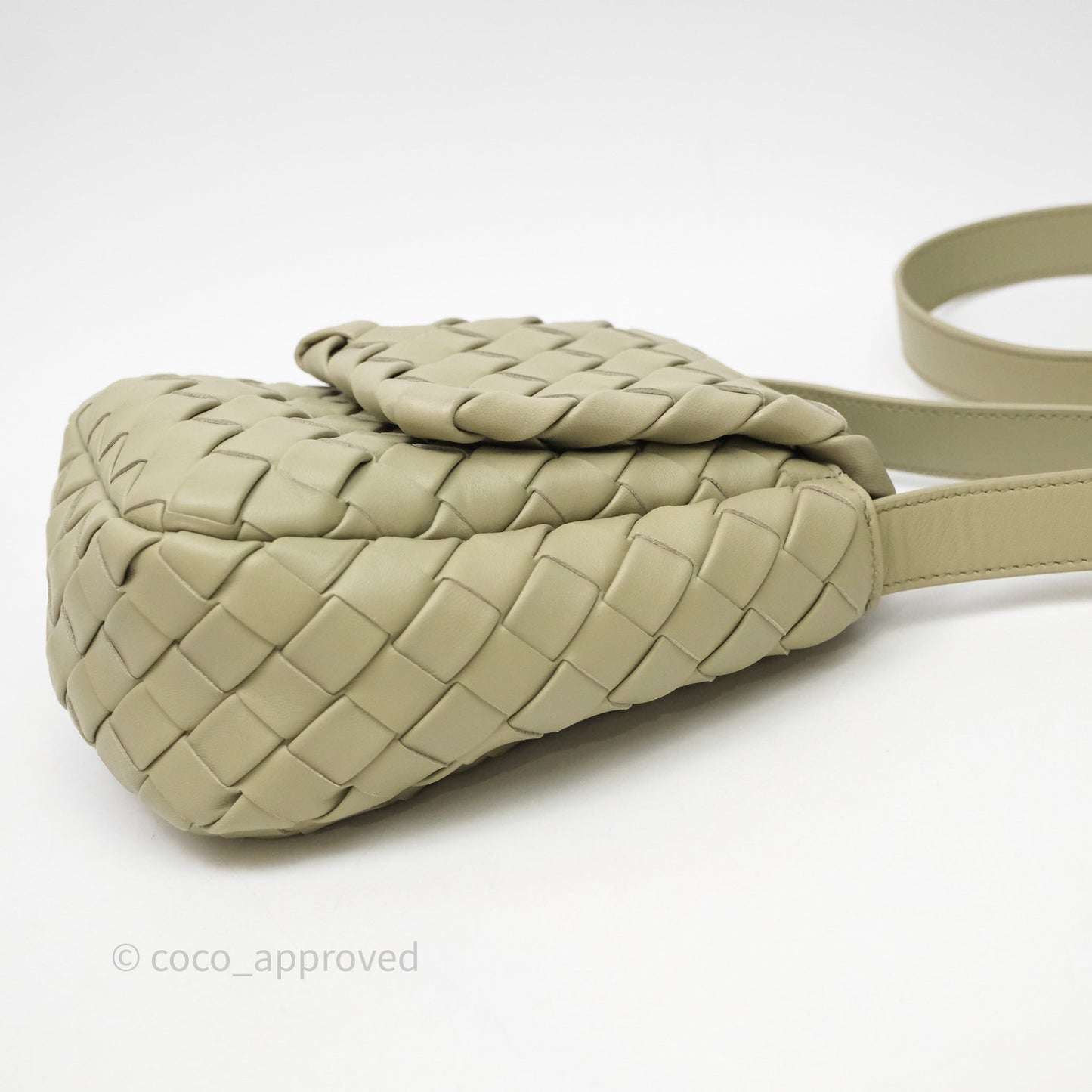 Bottega Veneta Mini Vertical Cobble Crossbody Bag Sage