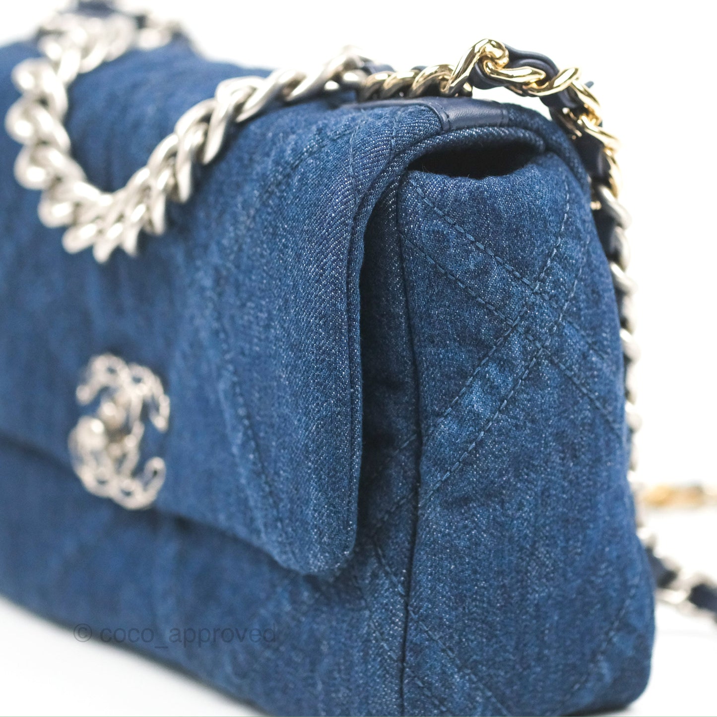 Chanel 19 Small Denim Fabric Mixed Hardware 22P
