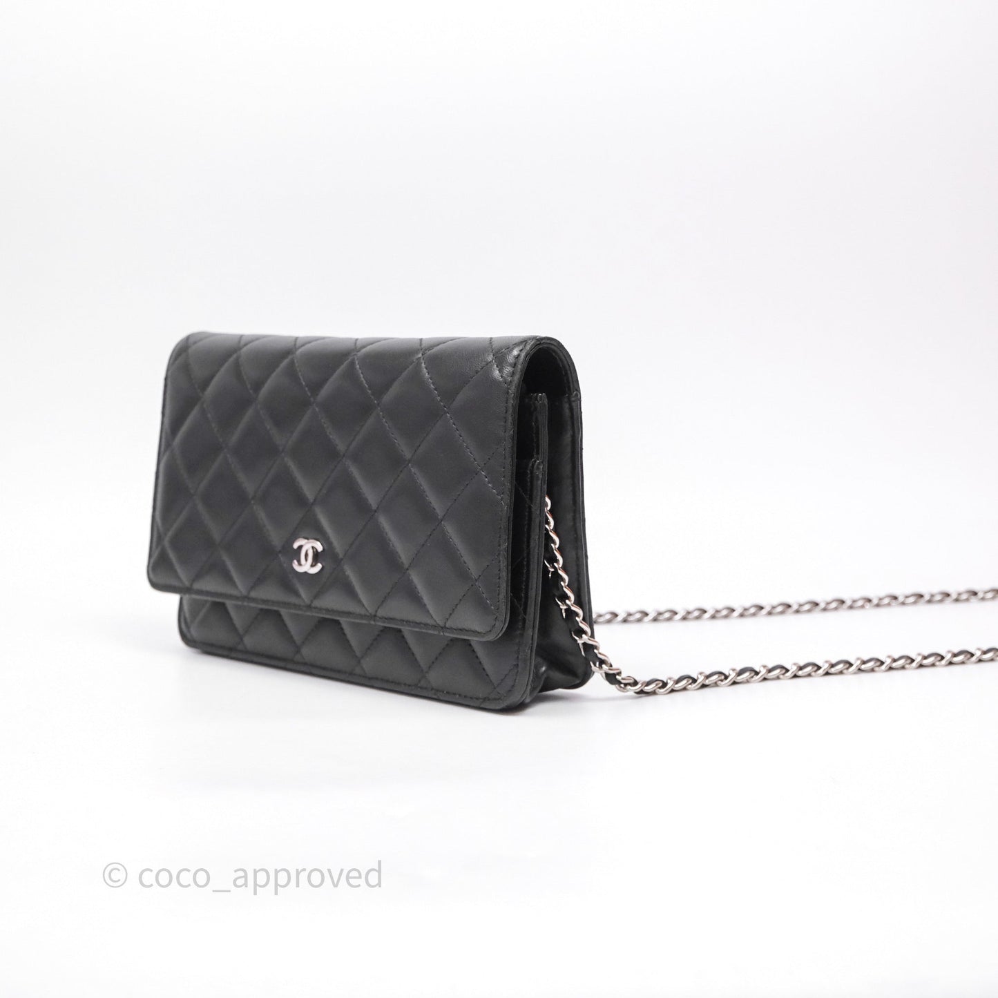 Chanel Quilted WOC Black Lambskin Silver Hardware