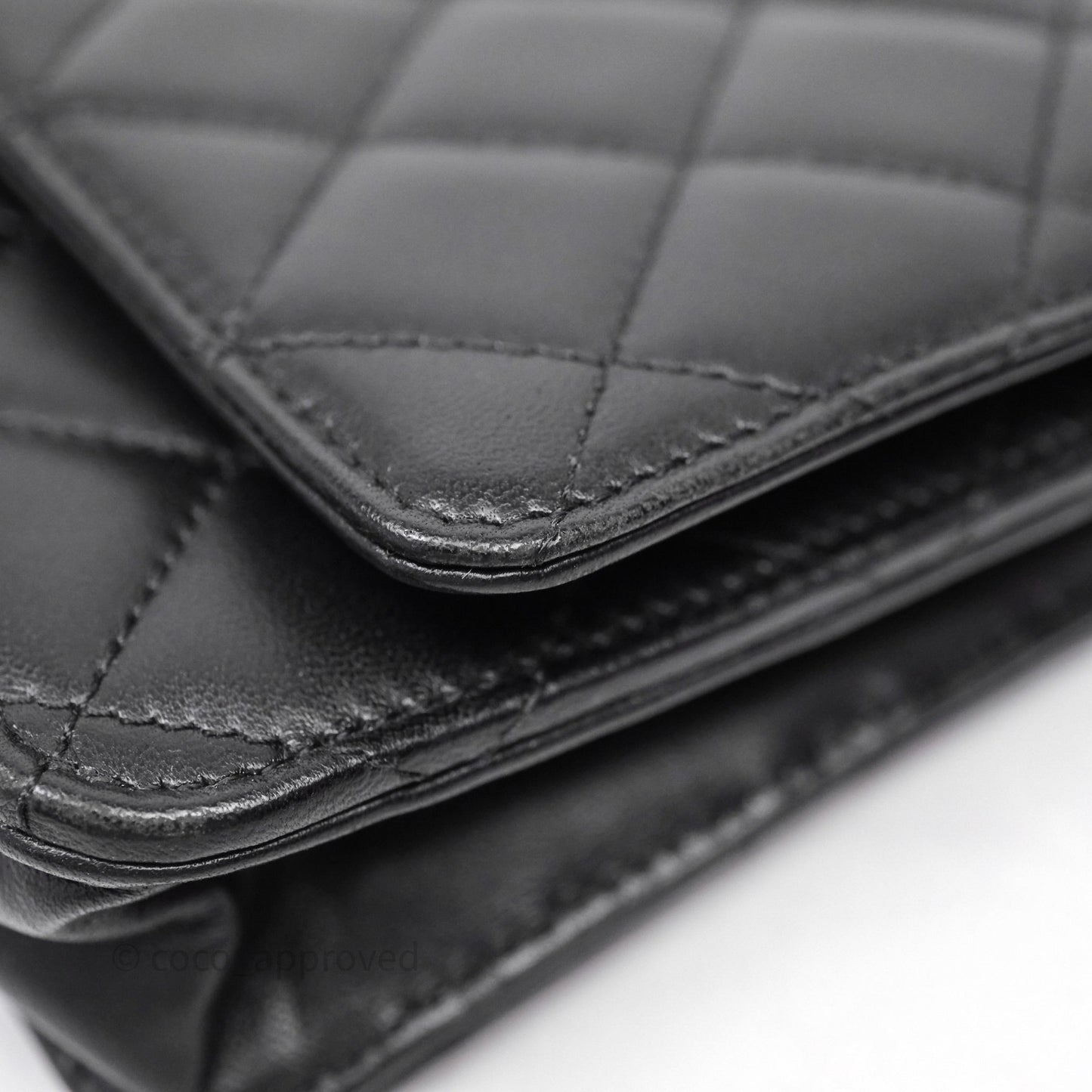 Chanel Quilted WOC Black Lambskin Silver Hardware