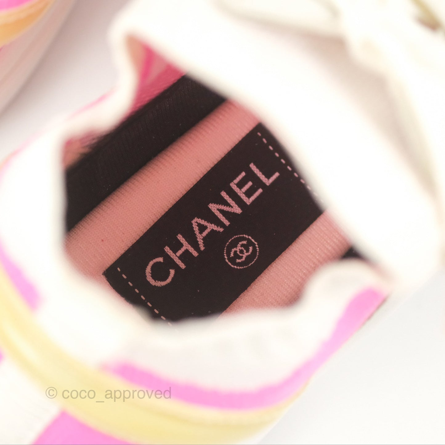 Chanel Low Top CC Trainers White Pink Sneakers Size 37.5