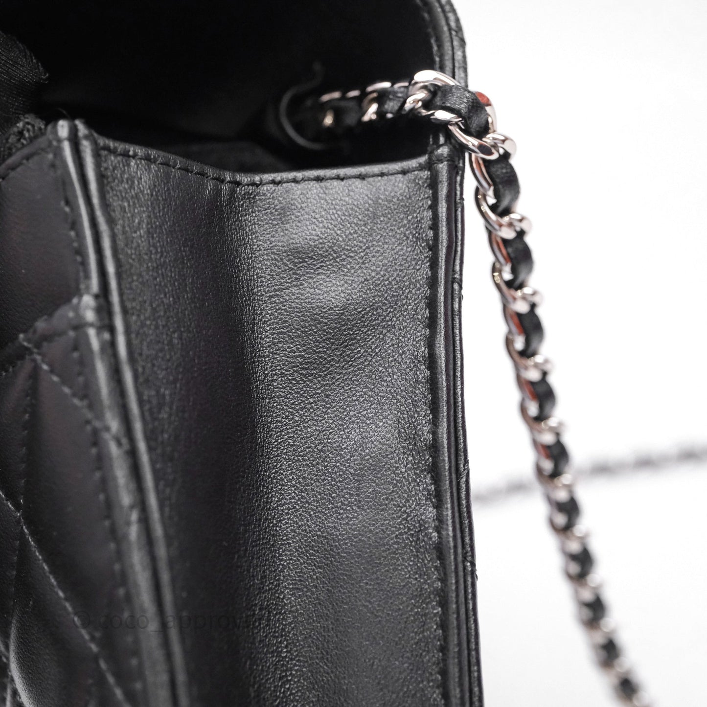 Chanel Quilted WOC Black Lambskin Silver Hardware