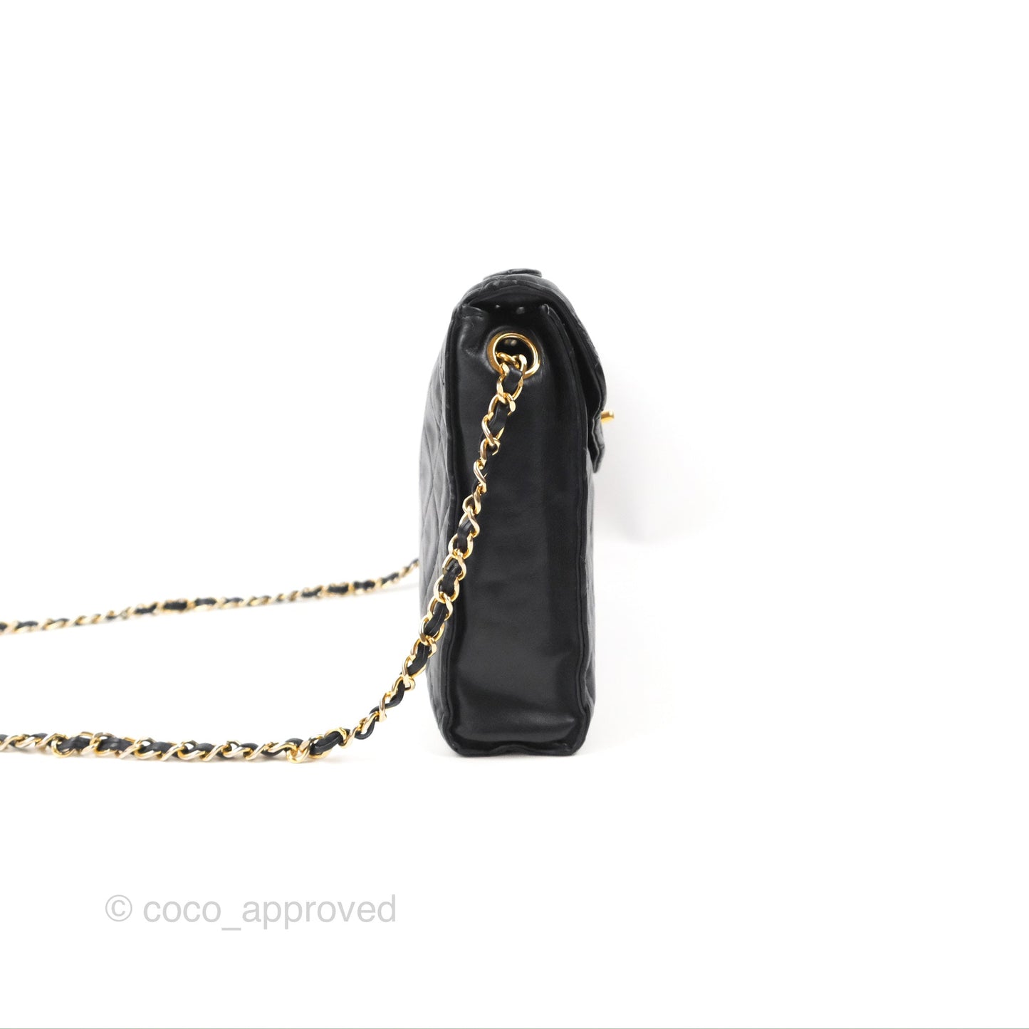 Chanel Vintage Midnight Blue Lambskin Pochette Chain Shoulder Bag