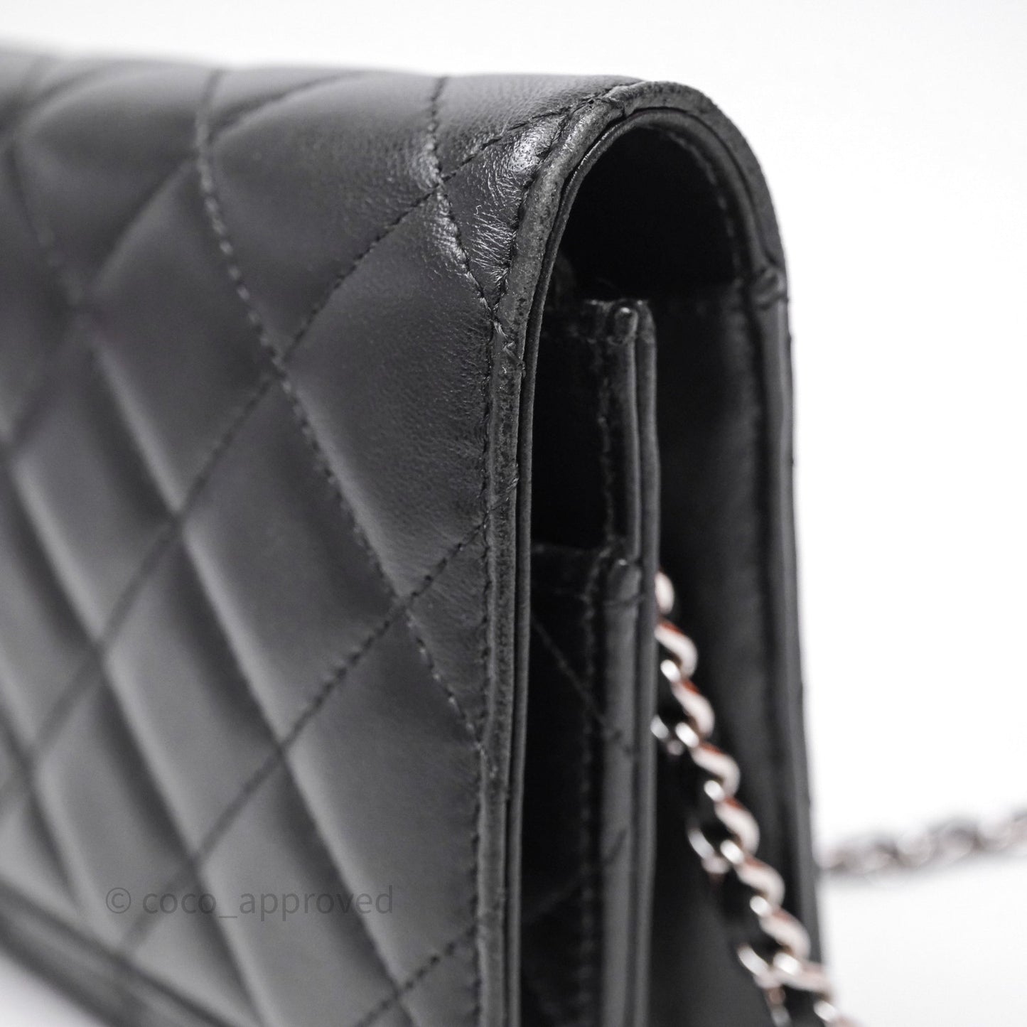 Chanel Quilted WOC Black Lambskin Silver Hardware