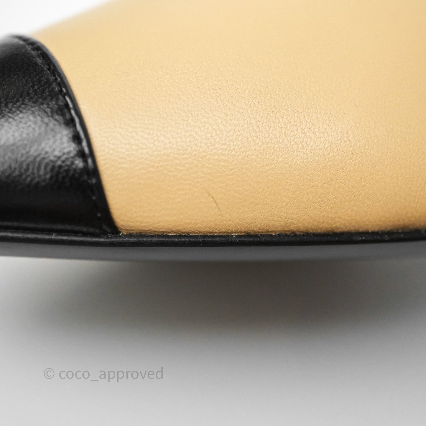 Chanel Beige Toe Pointed Black Pump Heels With Pearl Size 39