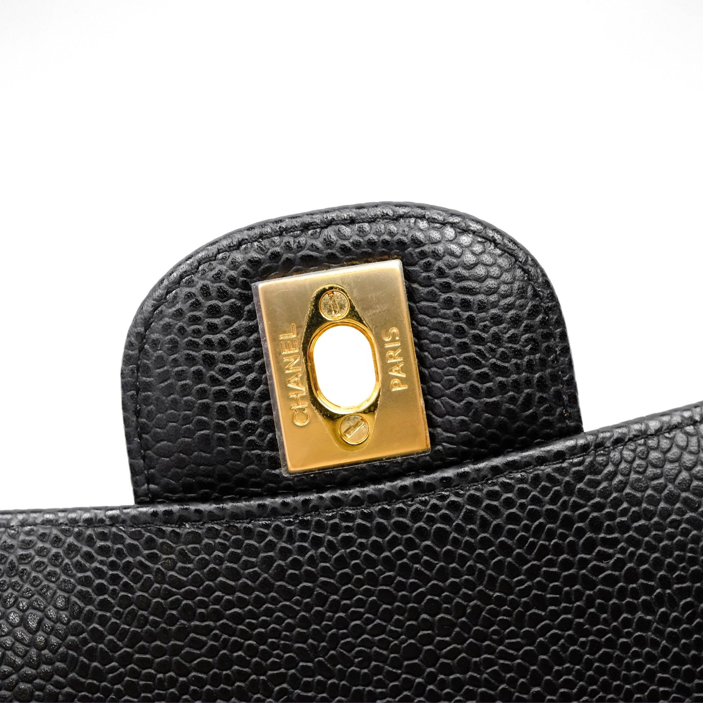 Chanel Classic M/L Medium Flap Quilted Black Caviar Gold Hardware