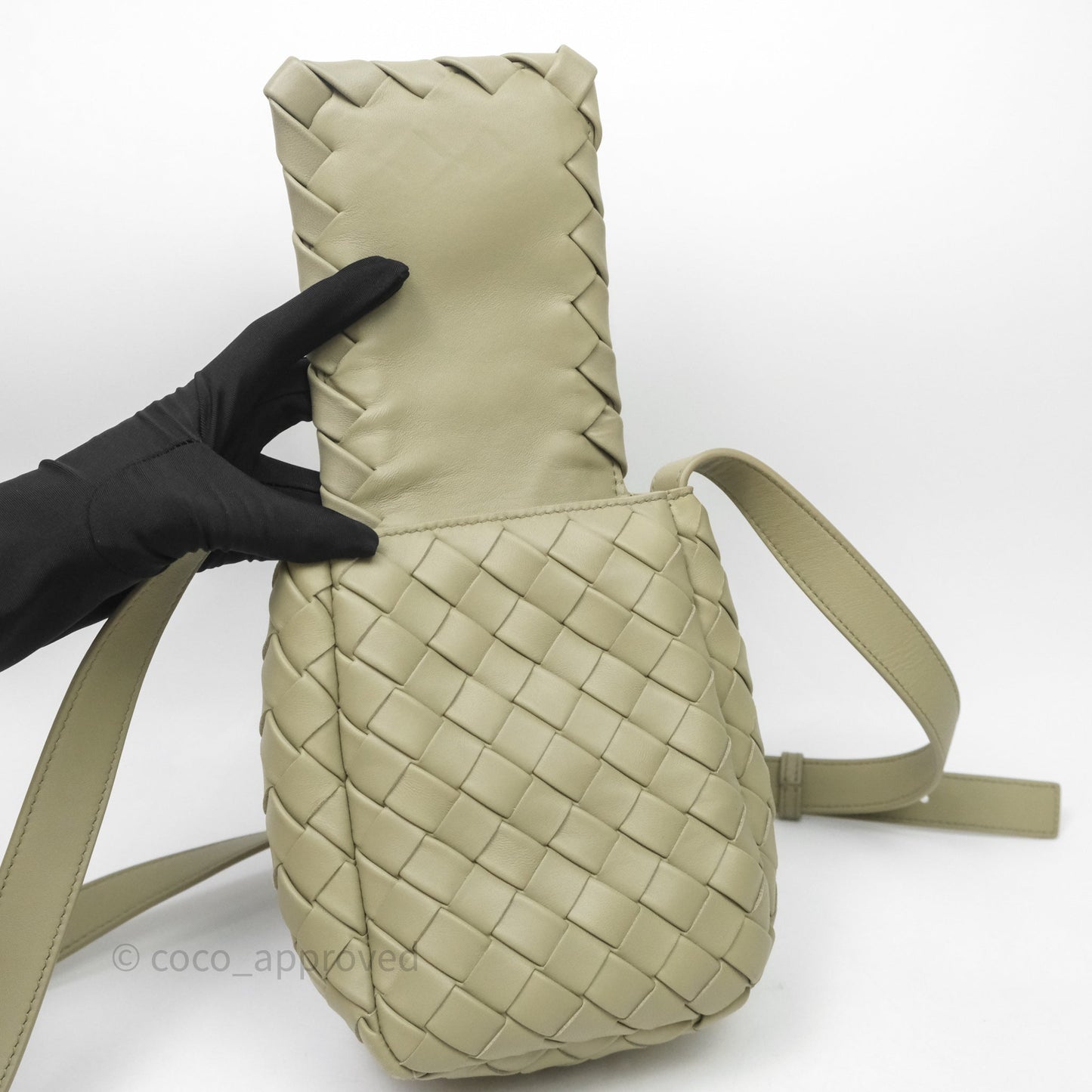 Bottega Veneta Mini Vertical Cobble Crossbody Bag Sage