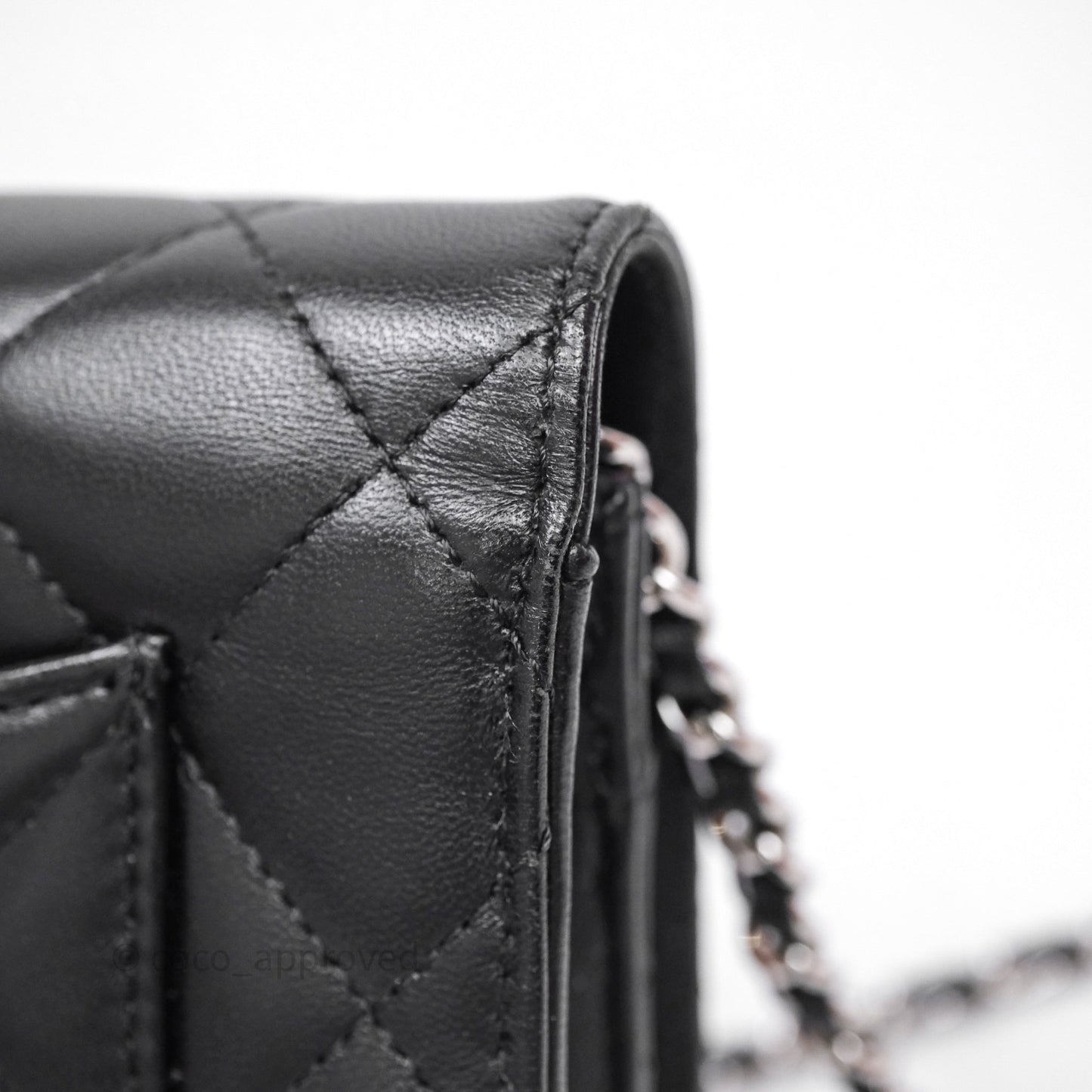 Chanel Quilted WOC Black Lambskin Silver Hardware