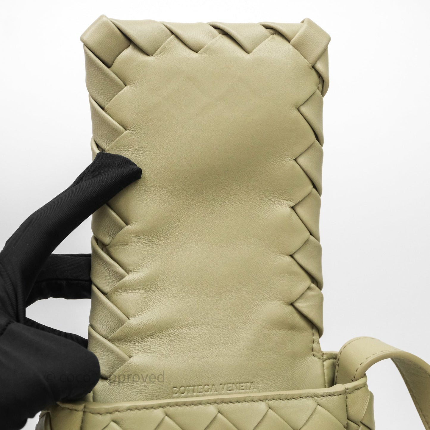 Bottega Veneta Mini Vertical Cobble Crossbody Bag Sage