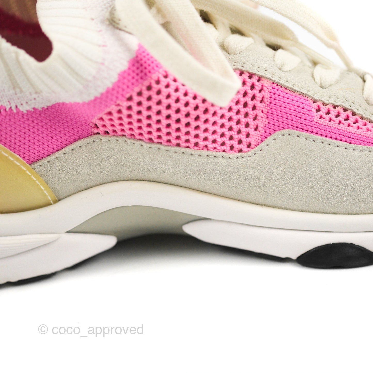 Chanel Low Top CC Trainers White Pink Sneakers Size 37.5