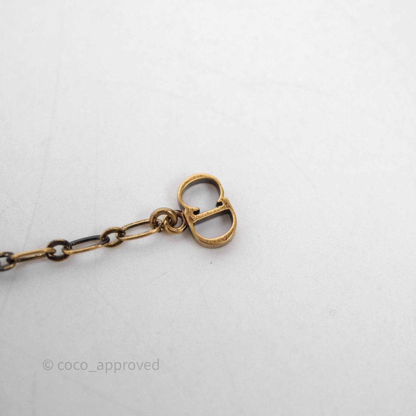 Christian Dior J'adior Ribbon Choker Necklace Black Aged Gold Tone