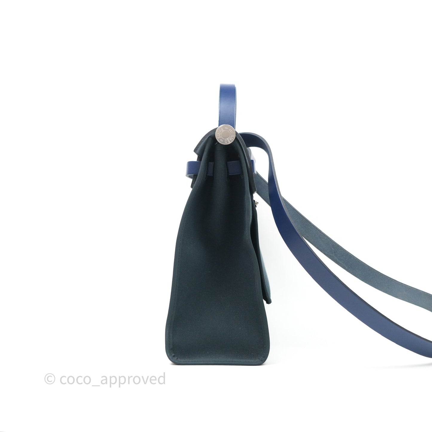 Hermes Herbag 31 Vert Cypres 6O/ Bleu Saphir 73 Palladium Hardware