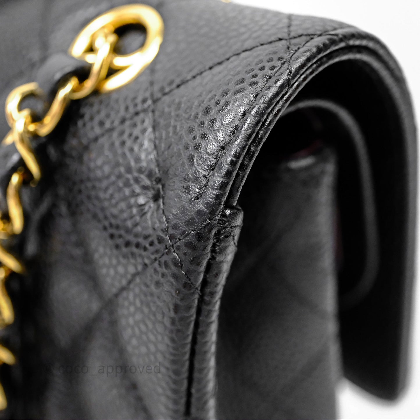 Chanel Classic M/L Medium Flap Quilted Black Caviar Gold Hardware