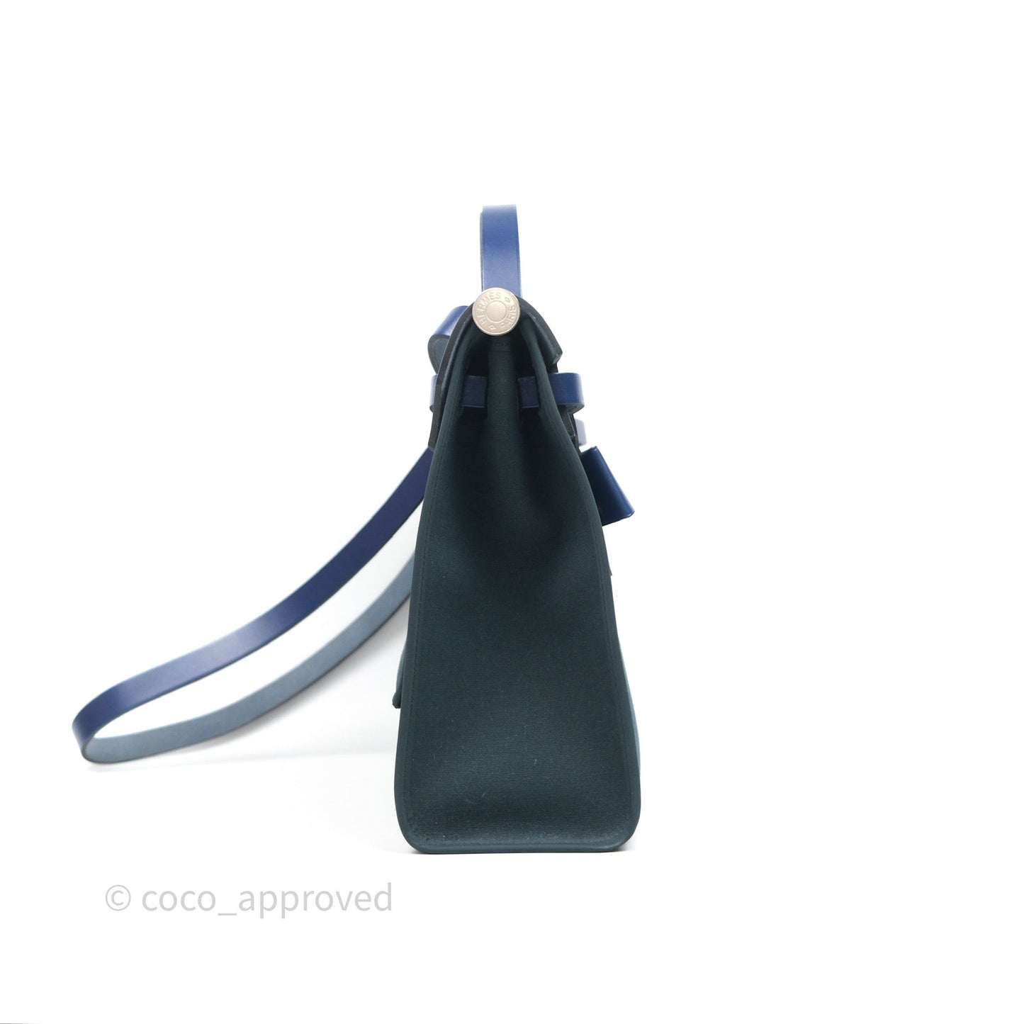 Hermes Herbag 31 Vert Cypres 6O/ Bleu Saphir 73 Palladium Hardware