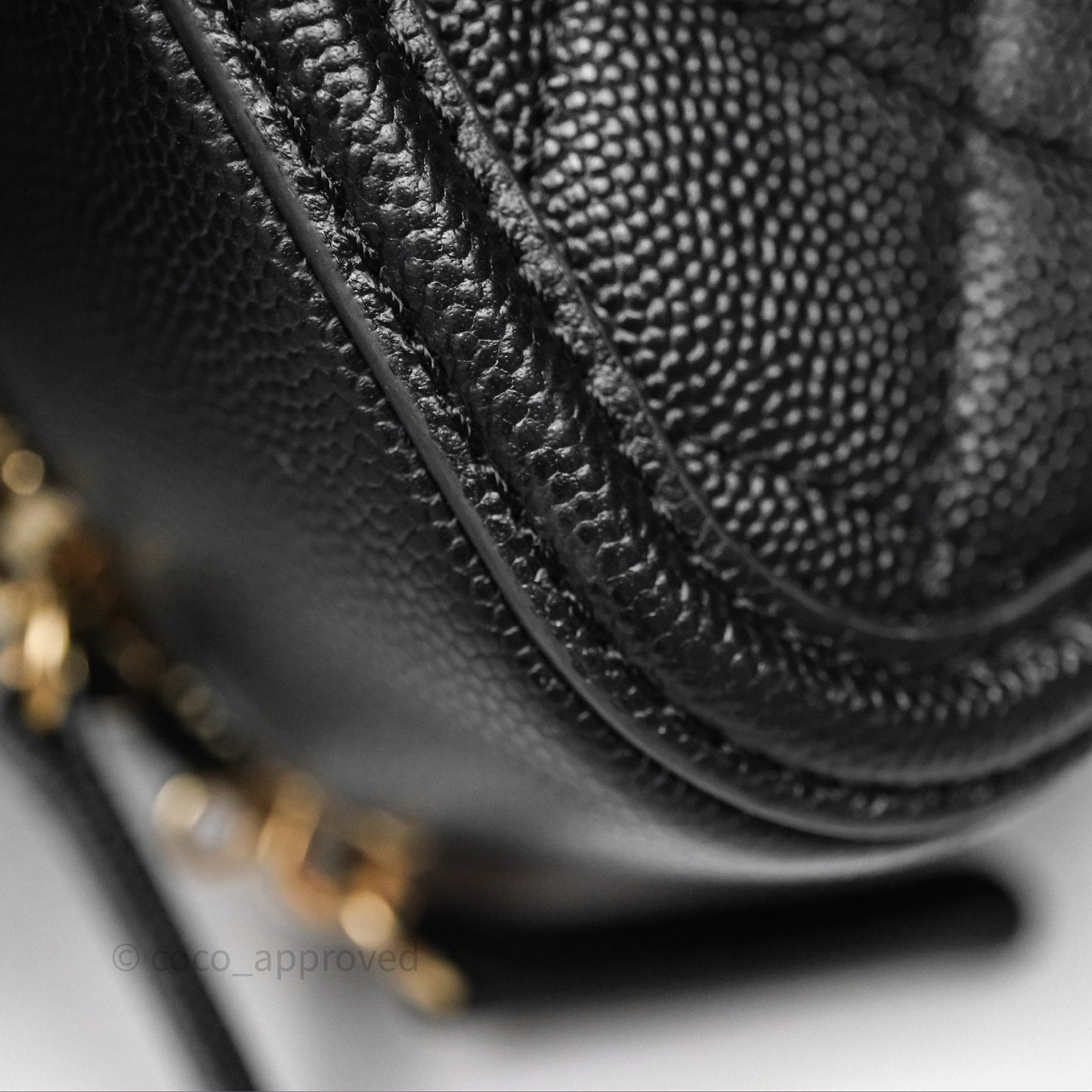Chanel Quilted Medium CC Filigree Vanity Case Black Caviar Aged Gold Hardware