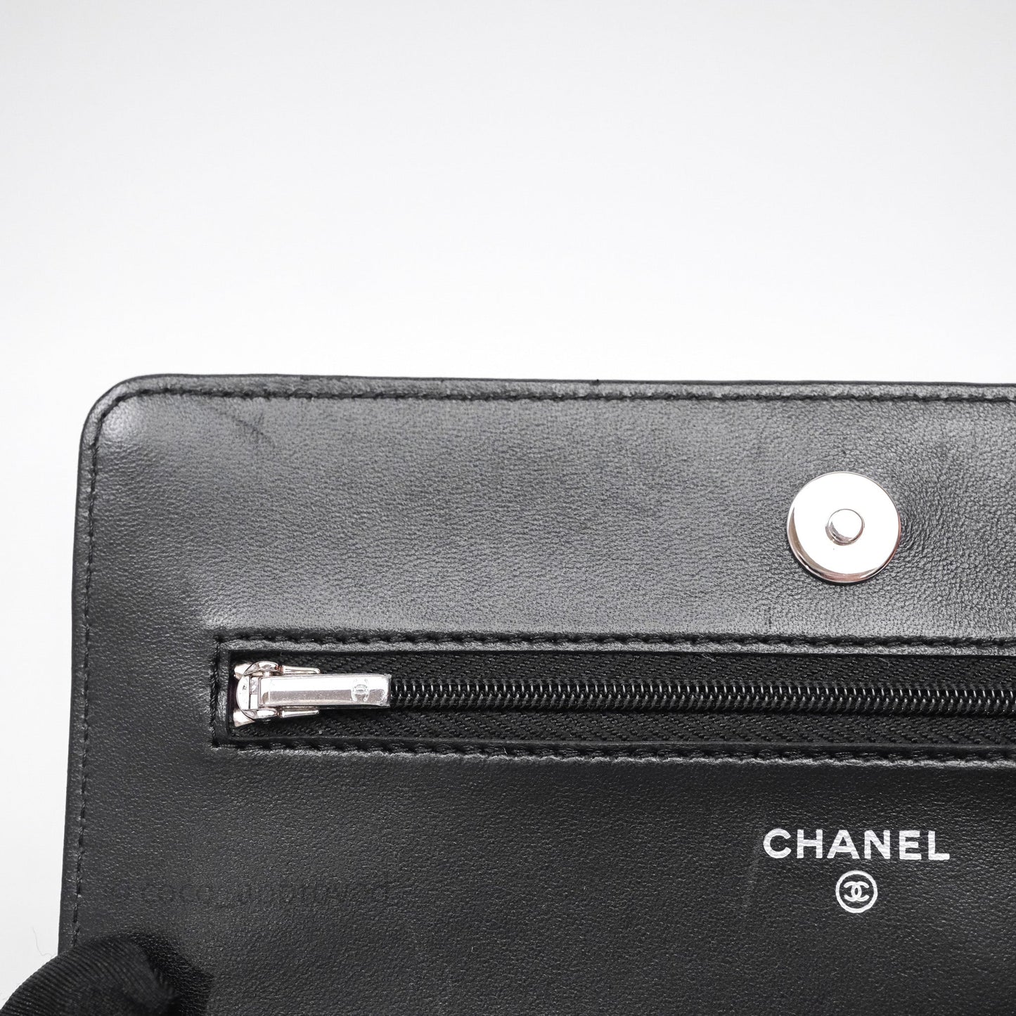 Chanel Quilted WOC Black Lambskin Silver Hardware