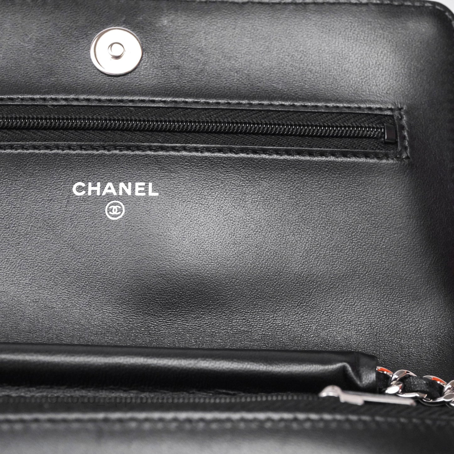 Chanel Quilted WOC Black Lambskin Silver Hardware