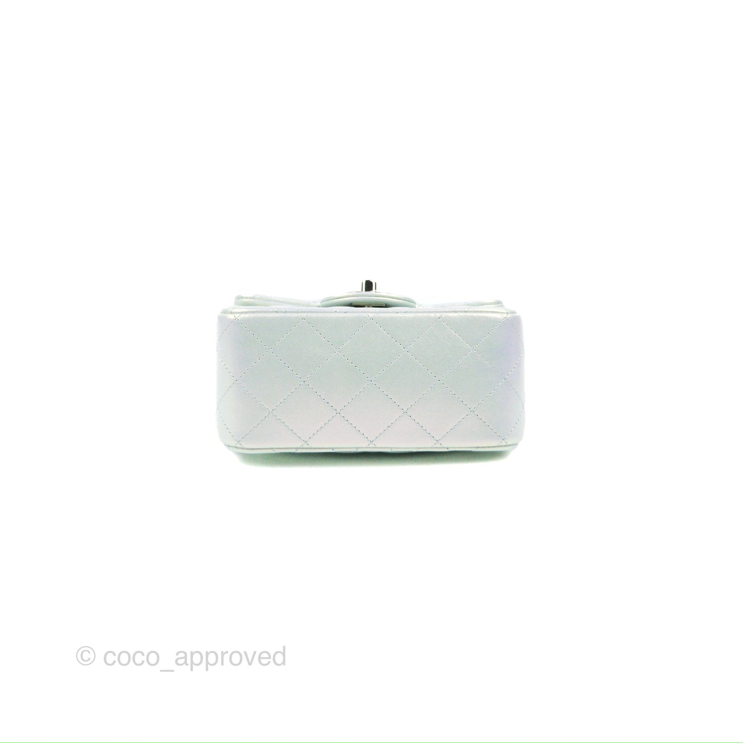 Chanel Mini Square Quilted Iridescent Pale Blue Silver Hardware