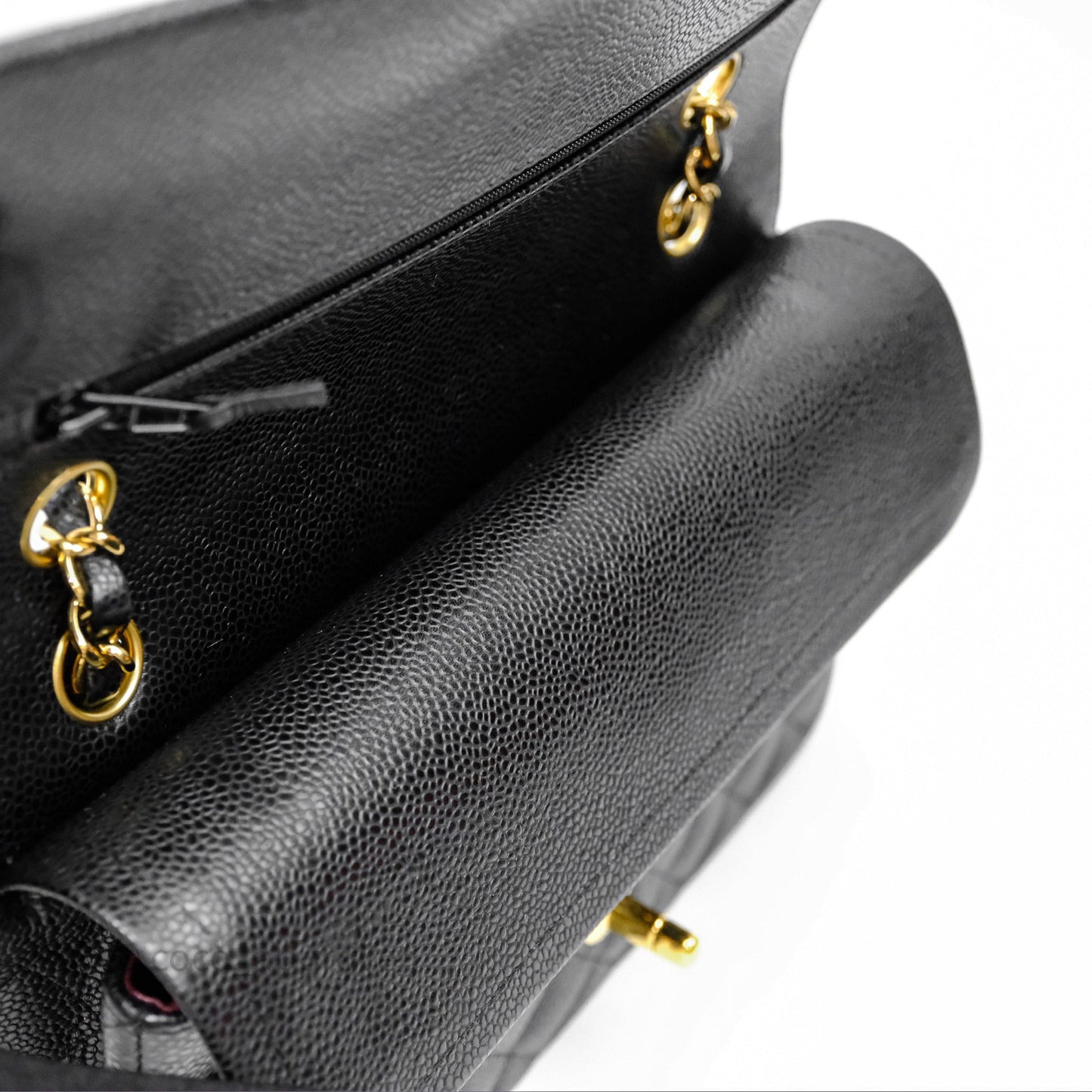 Chanel Classic M/L Medium Flap Quilted Black Caviar Gold Hardware