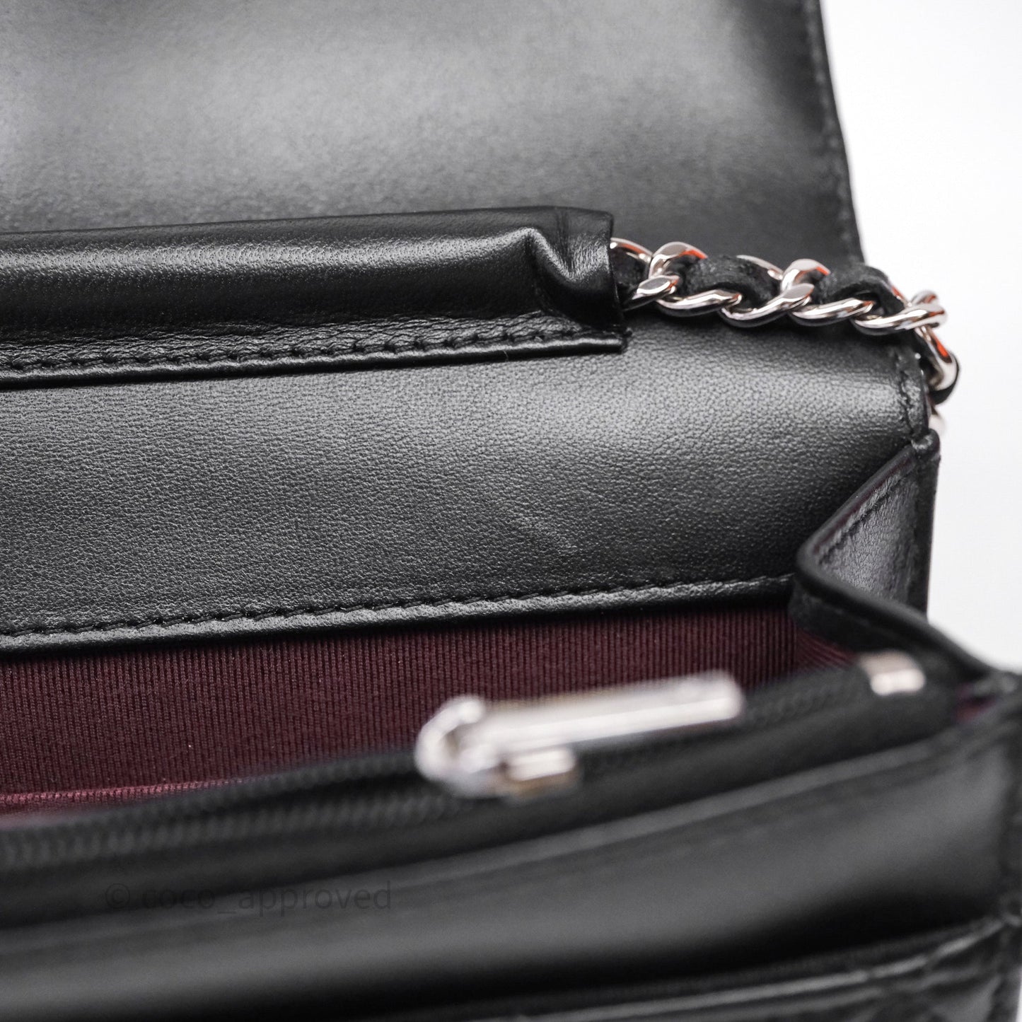 Chanel Quilted WOC Black Lambskin Silver Hardware