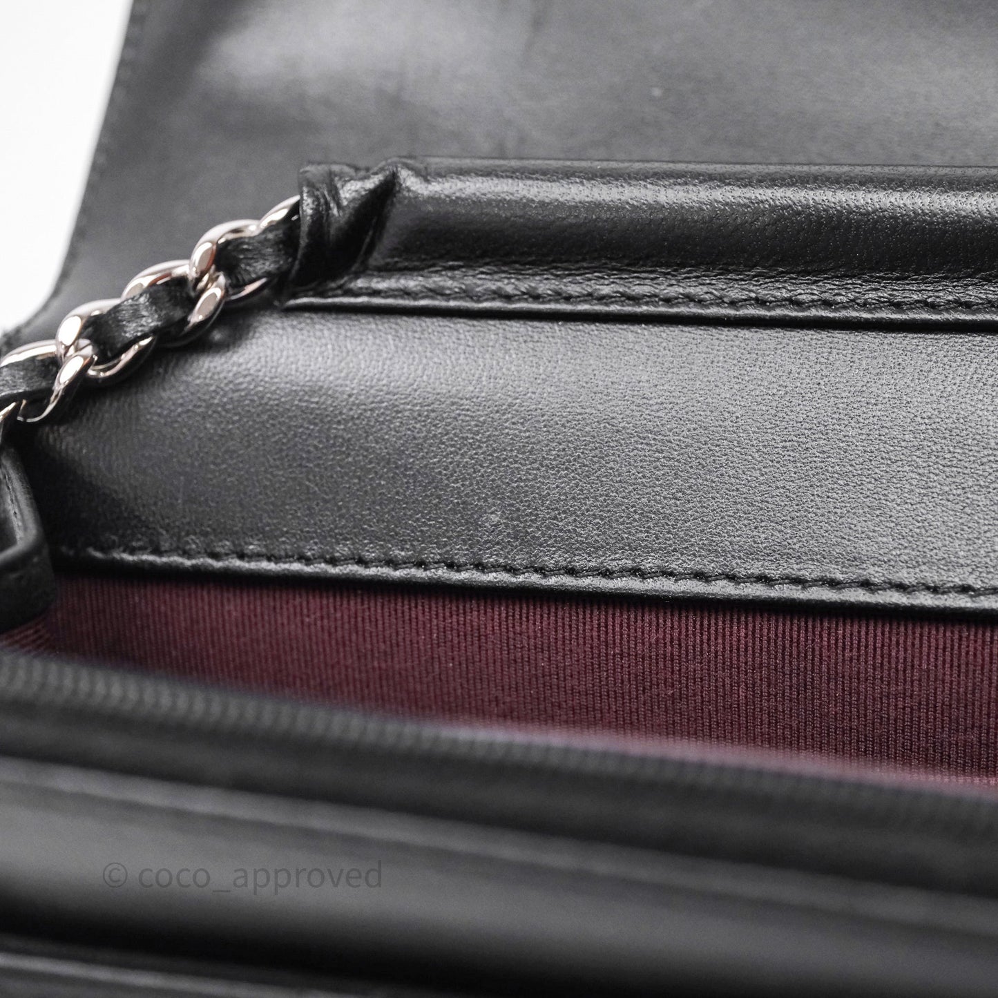 Chanel Quilted WOC Black Lambskin Silver Hardware