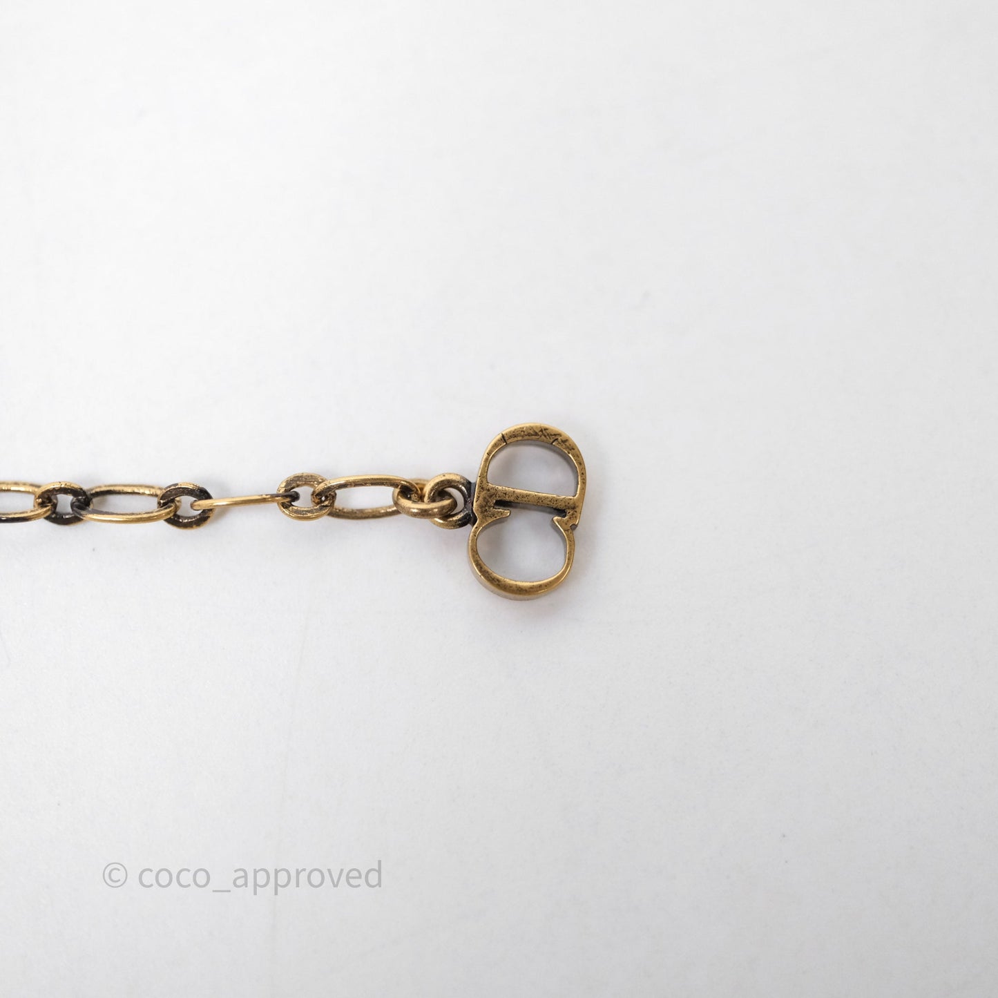 Christian Dior J'adior Ribbon Choker Necklace Black Aged Gold Tone