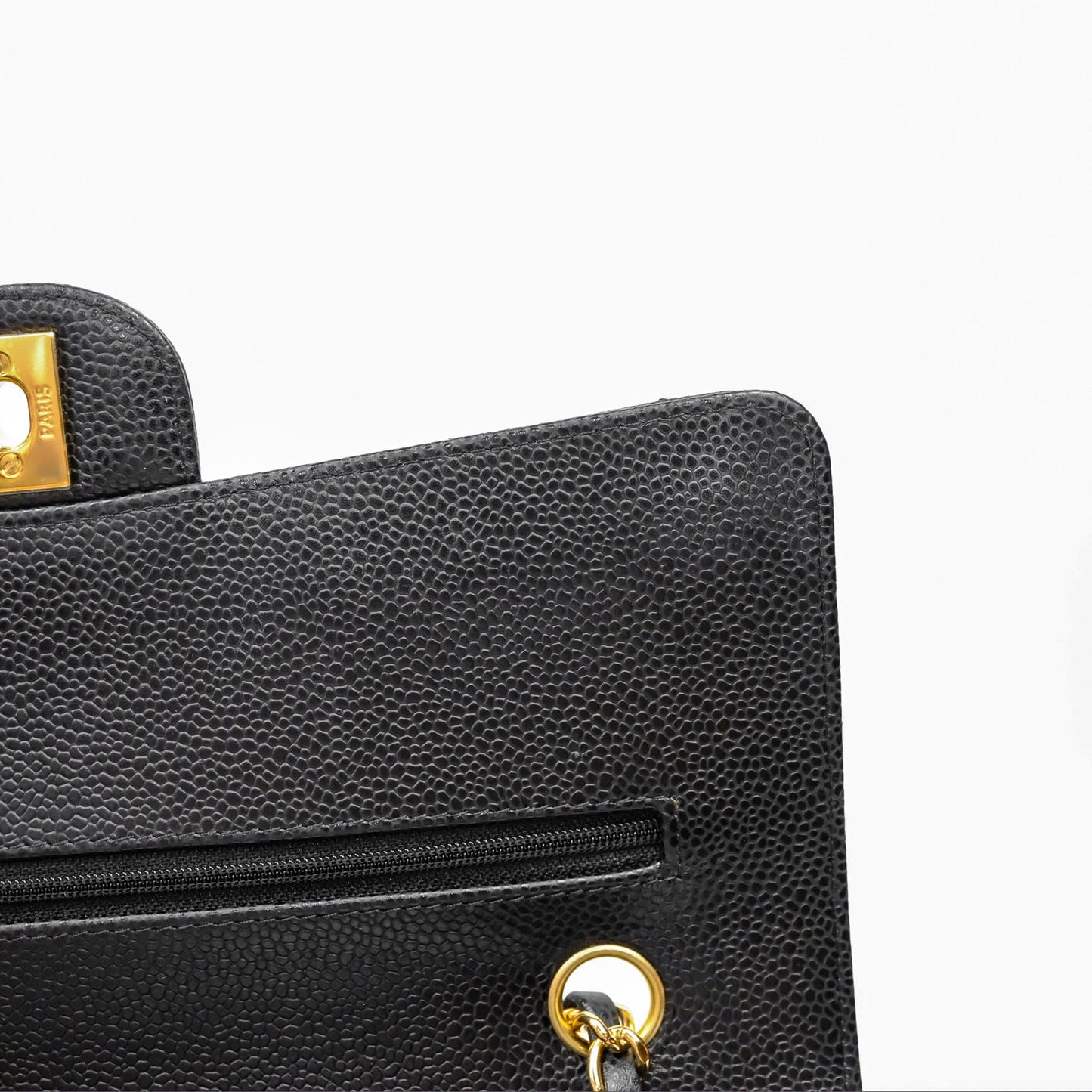Chanel Classic M/L Medium Flap Quilted Black Caviar Gold Hardware