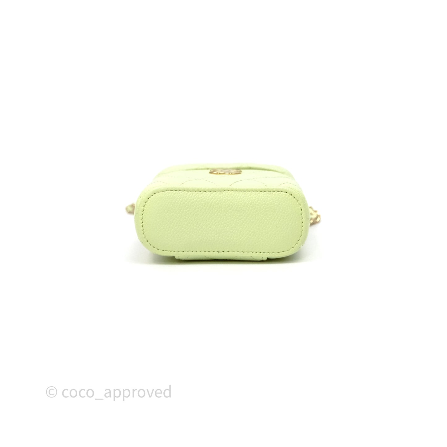Chanel Quilted Mini Handle With Care Vanity Case With Chain Green Caviar Gold Hardware