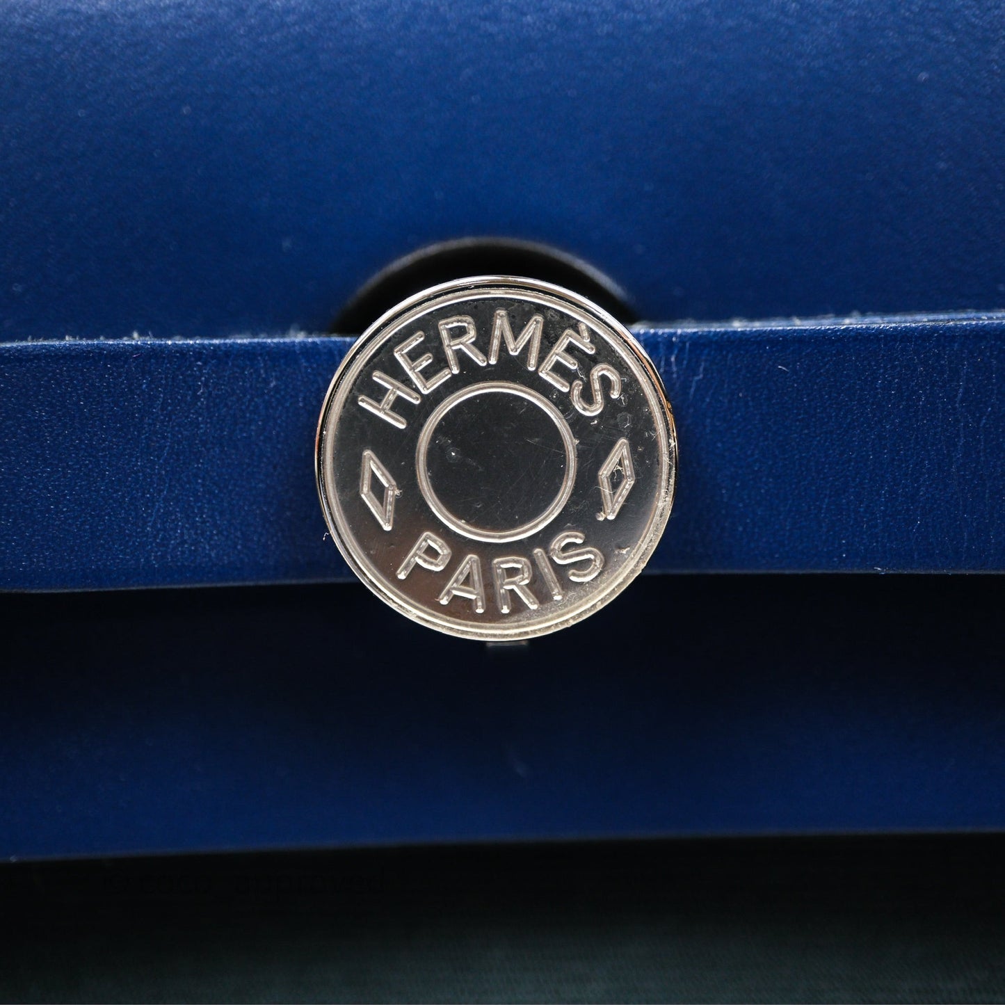 Hermes Herbag 31 Vert Cypres 6O/ Bleu Saphir 73 Palladium Hardware