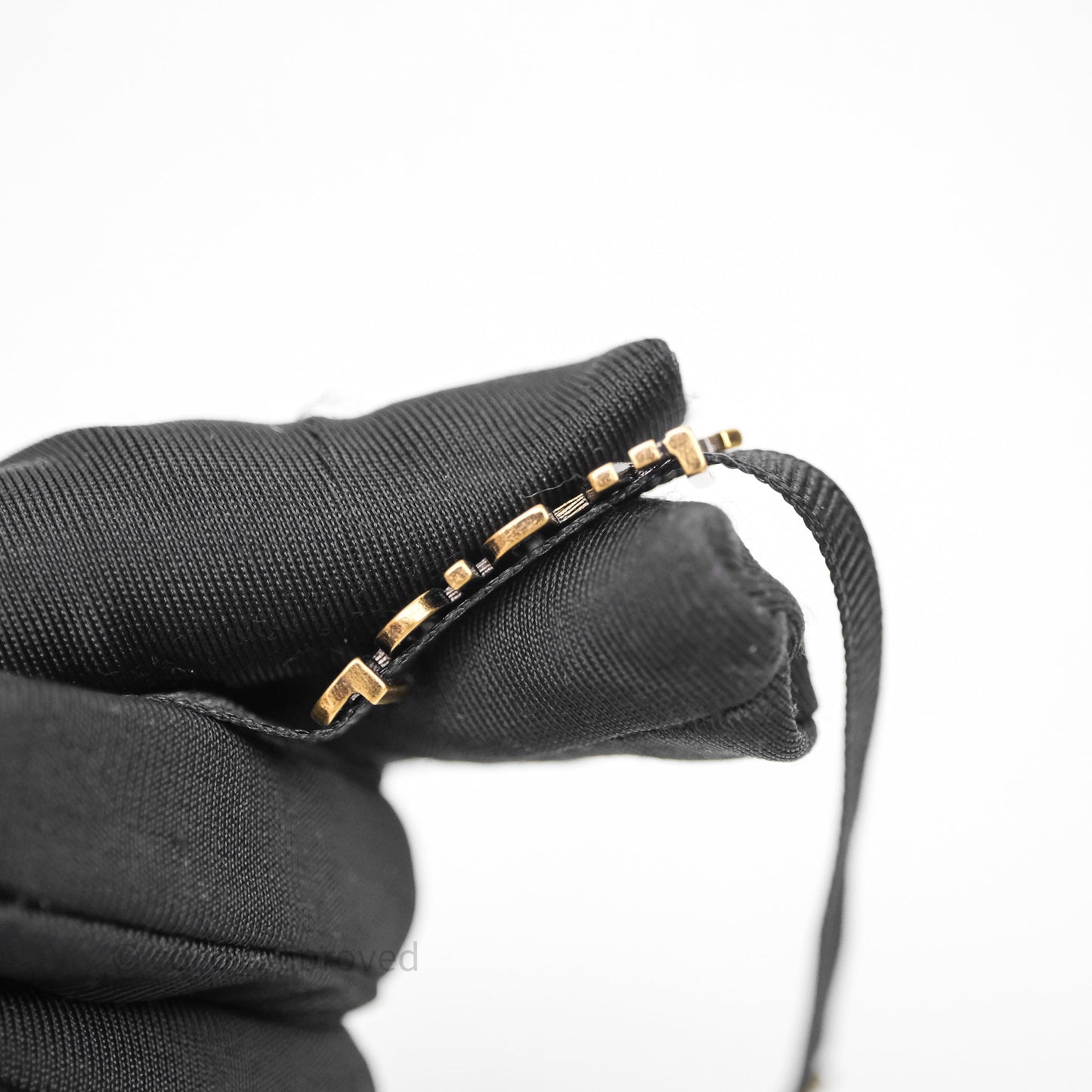Christian Dior J'adior Ribbon Choker Necklace Black Aged Gold Tone
