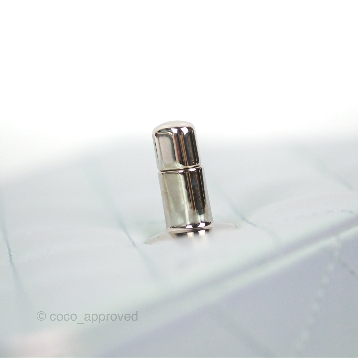 Chanel Mini Square Quilted Iridescent Pale Blue Silver Hardware