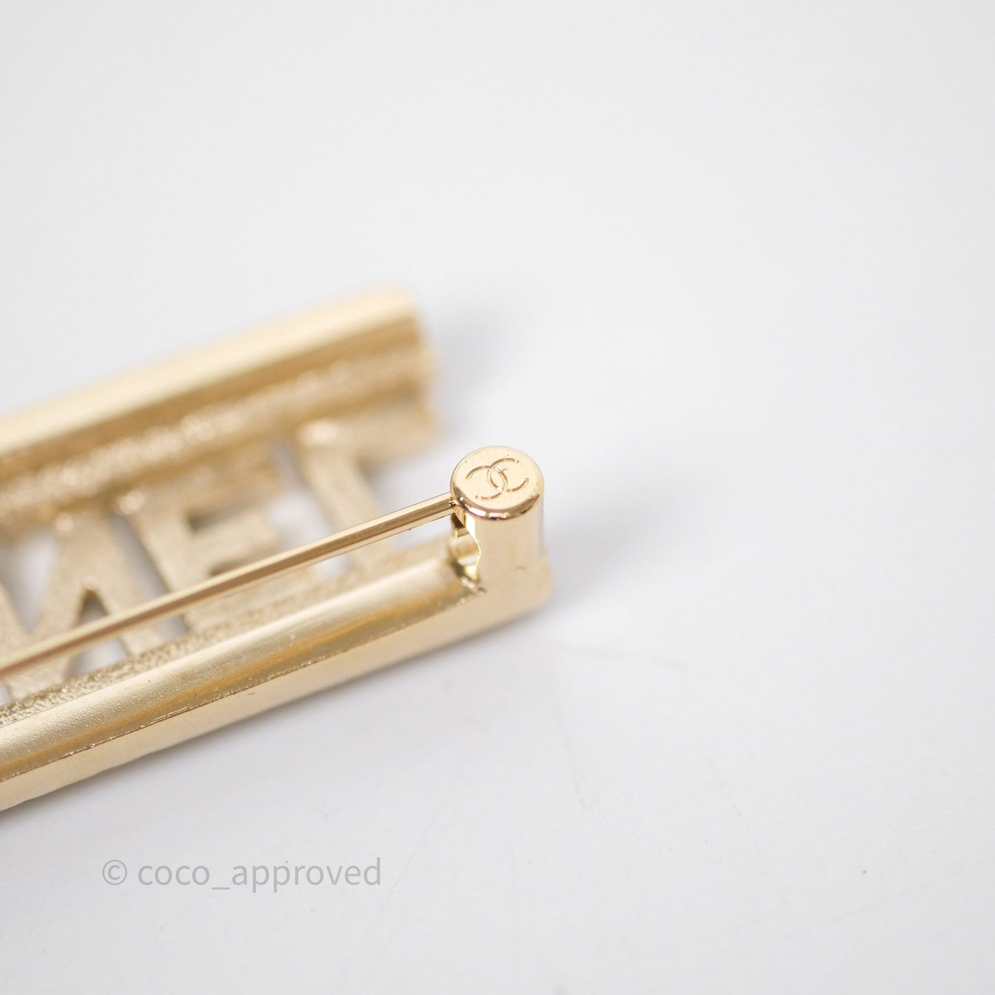 Chanel Logo Crystal Brooch Gold Tone 23A