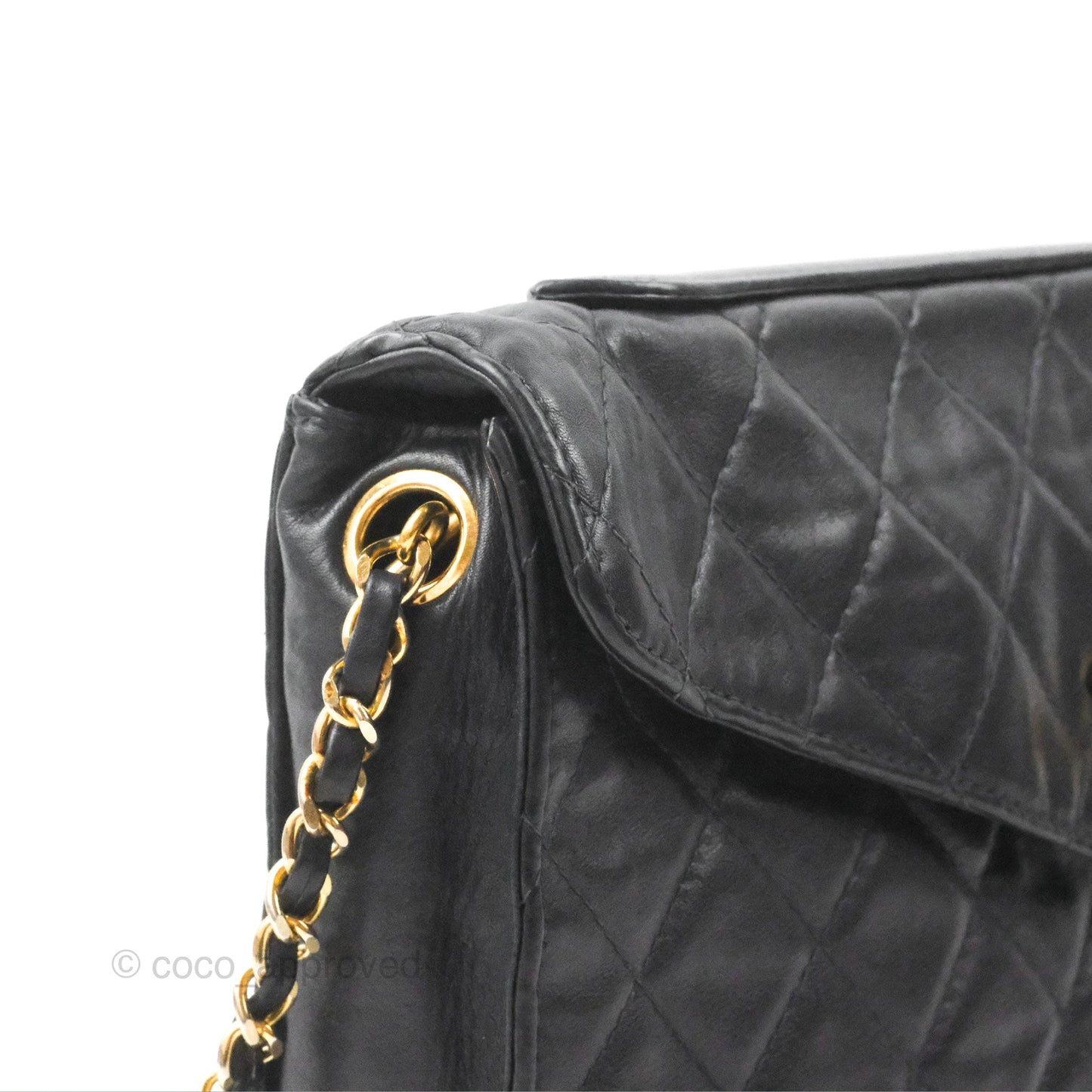 Chanel Vintage Midnight Blue Lambskin Pochette Chain Shoulder Bag