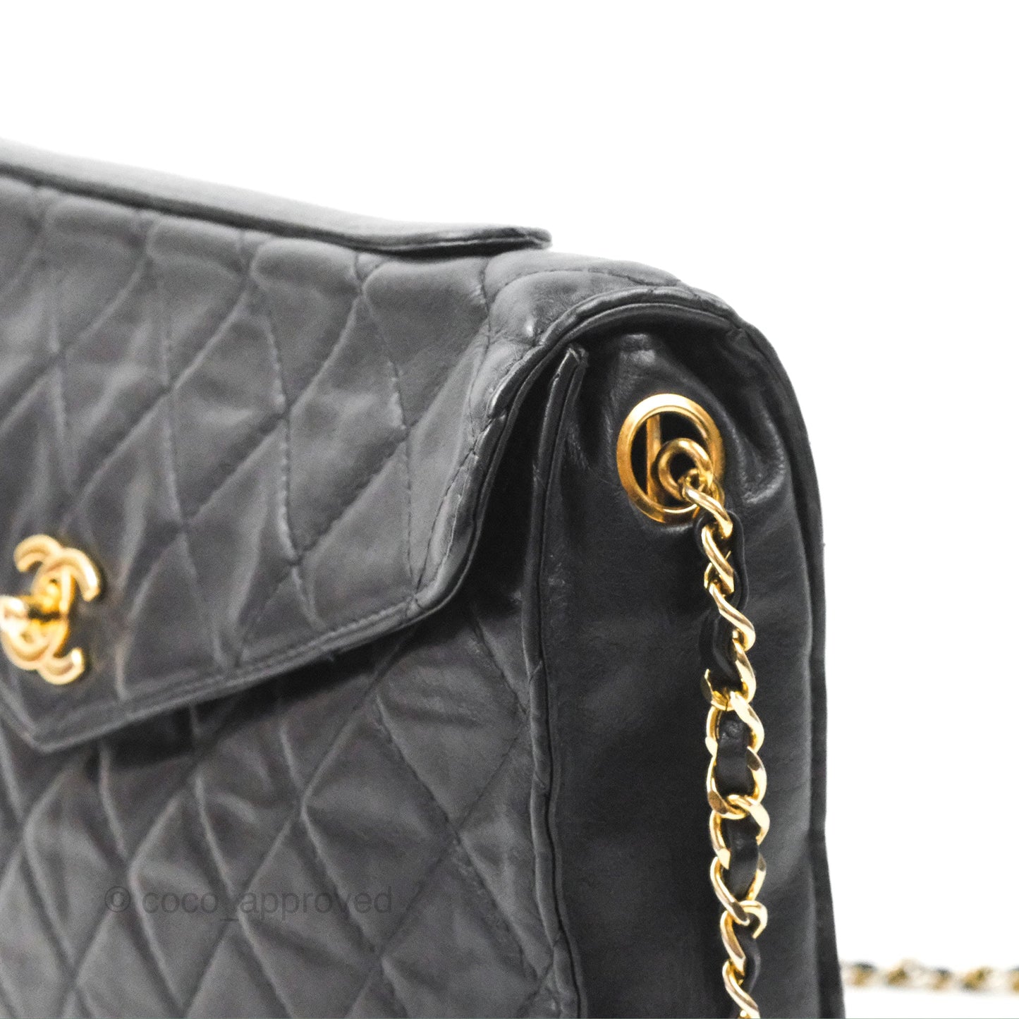 Chanel Vintage Midnight Blue Lambskin Pochette Chain Shoulder Bag