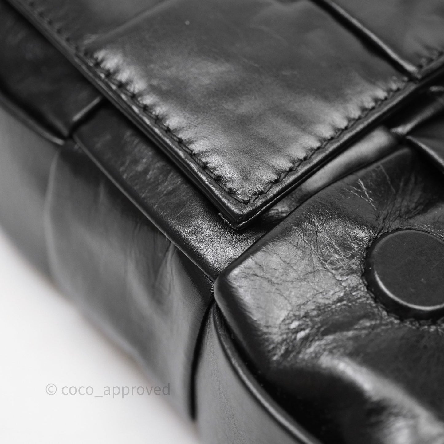Bottega Veneta Maxi Paper Cassette Bag Calfskin Intrecciato Black