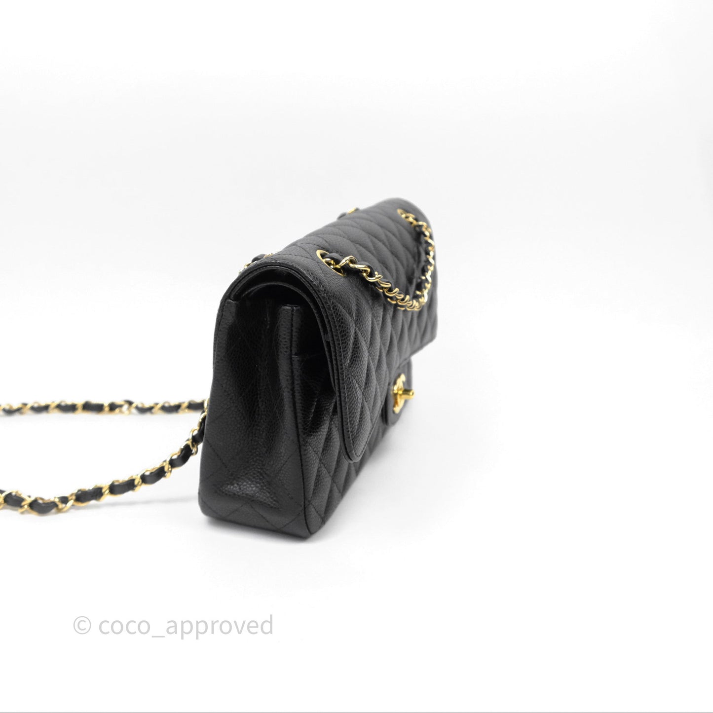 Chanel Classic M/L Medium Flap Quilted Black Caviar Gold Hardware