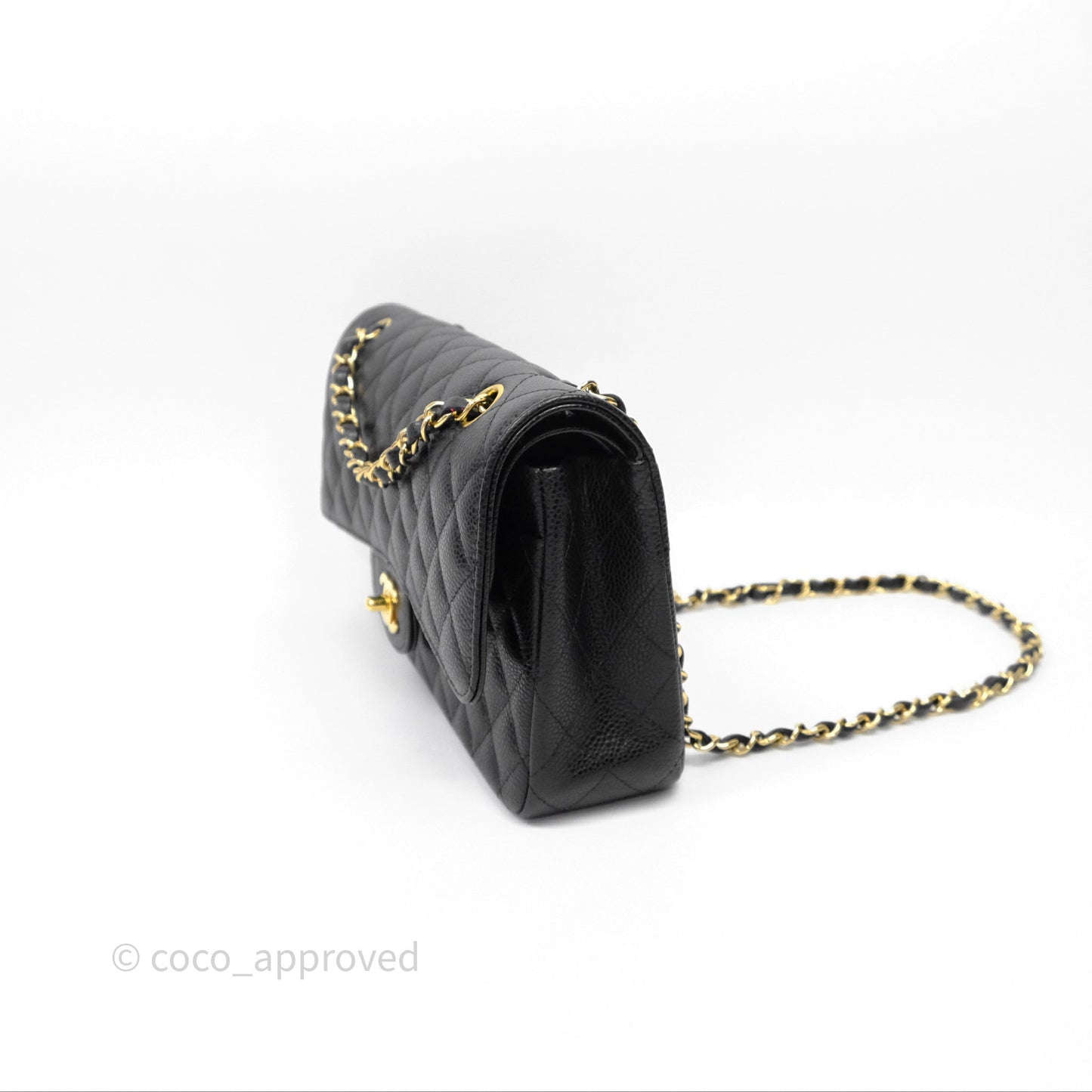 Chanel Classic M/L Medium Flap Quilted Black Caviar Gold Hardware