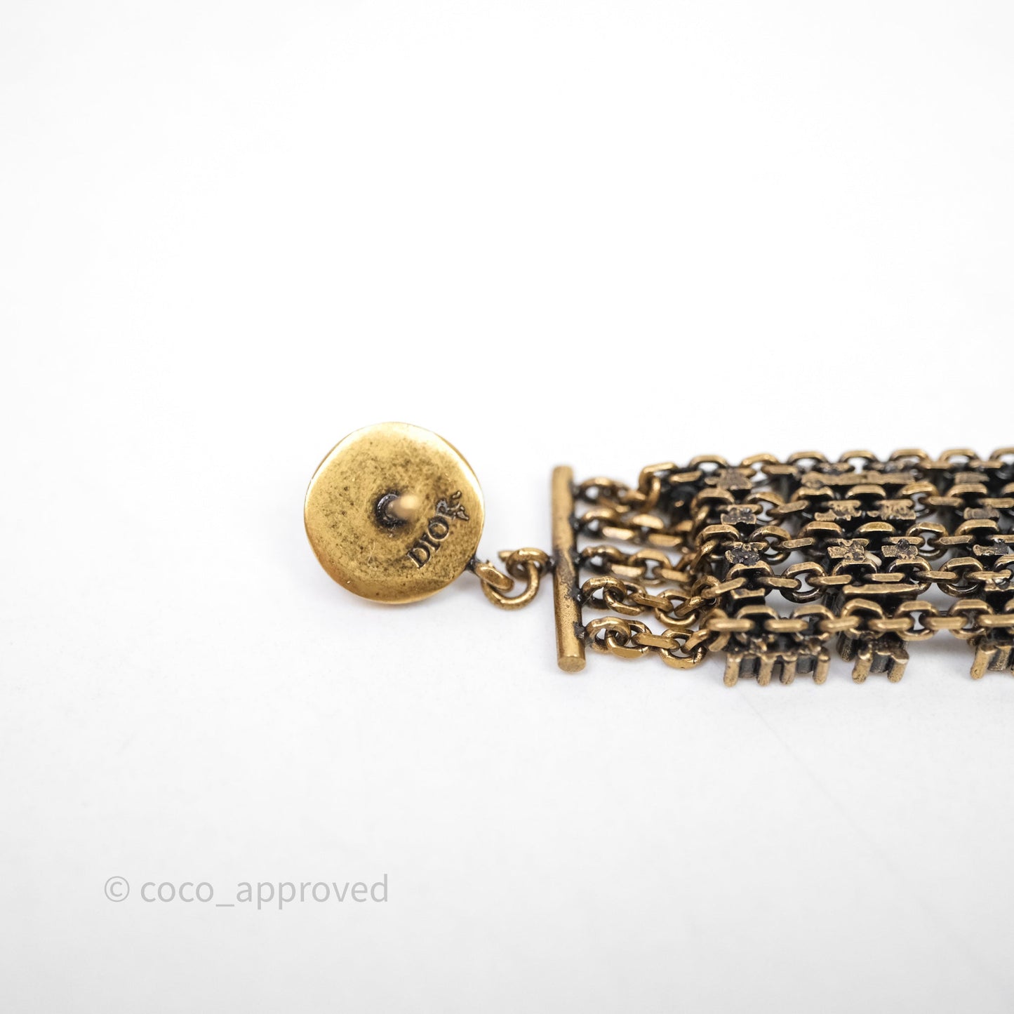 Christian Dior Crystal J'Adior Dangle Chain Earrings Gold Tone