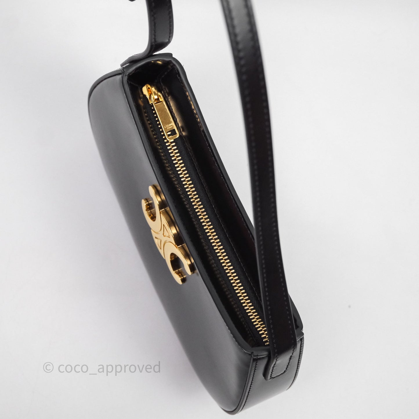 Celine Medium Tilly Bag in Shiny Calfskin Black