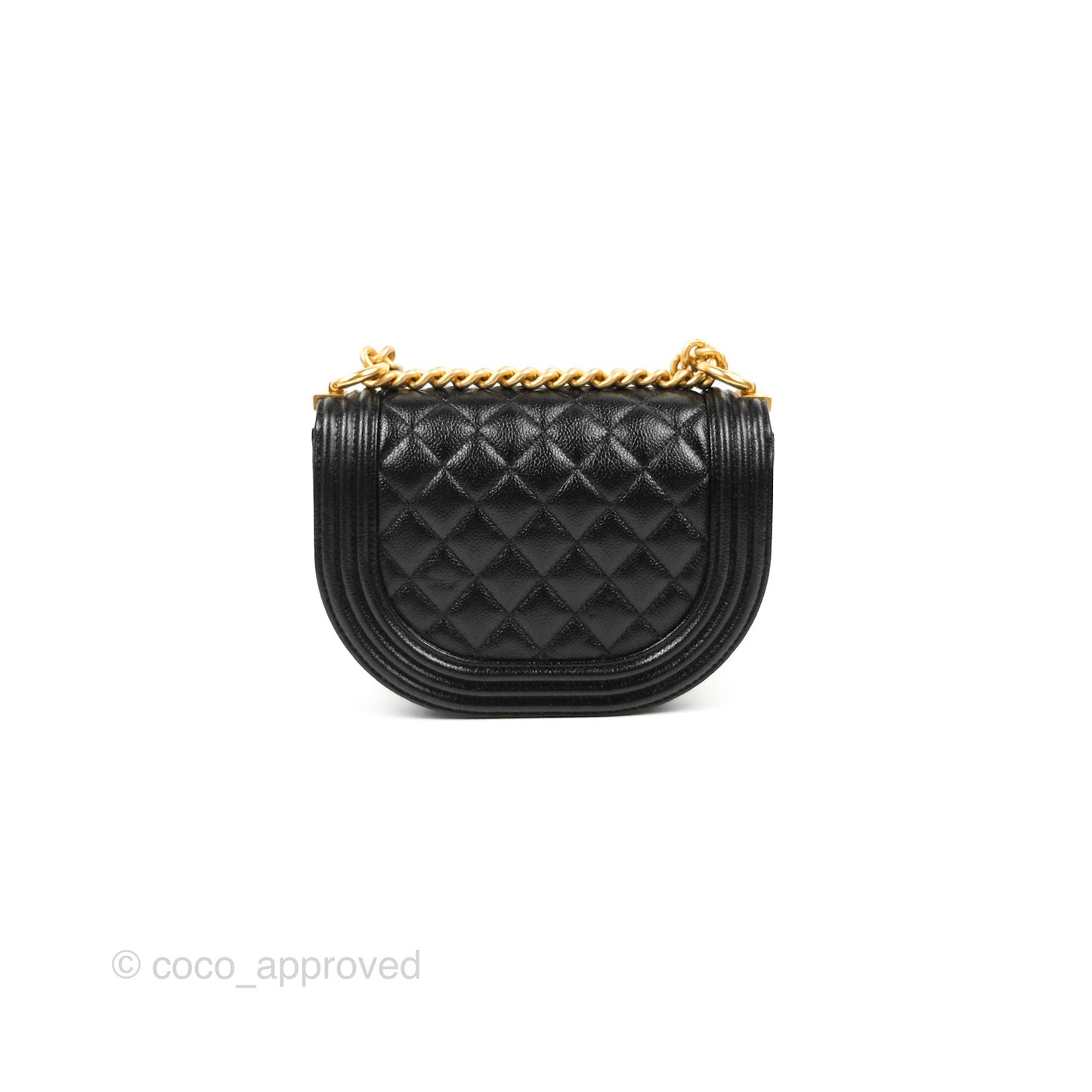 Chanel Boy Messenger Bag Black Caviar Aged Gold Hardware