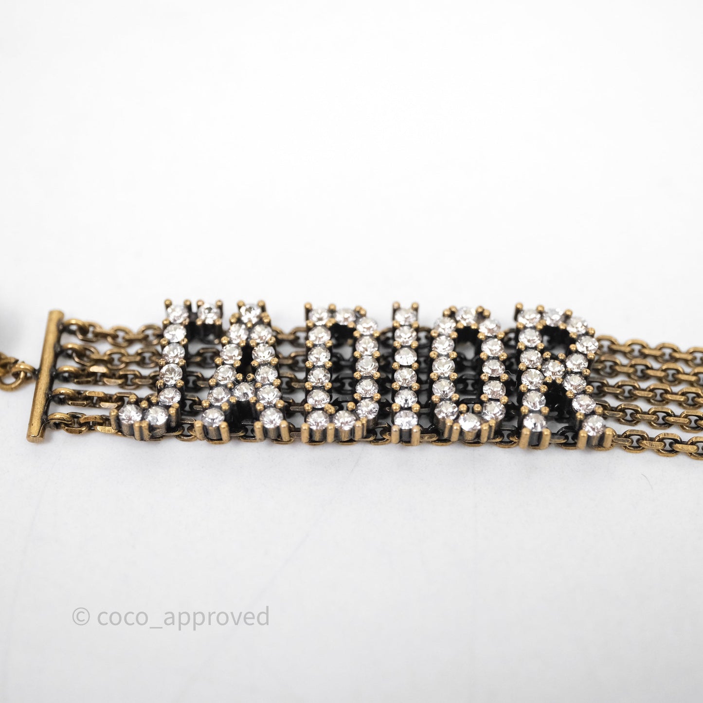 Christian Dior Crystal J'Adior Dangle Chain Earrings Gold Tone
